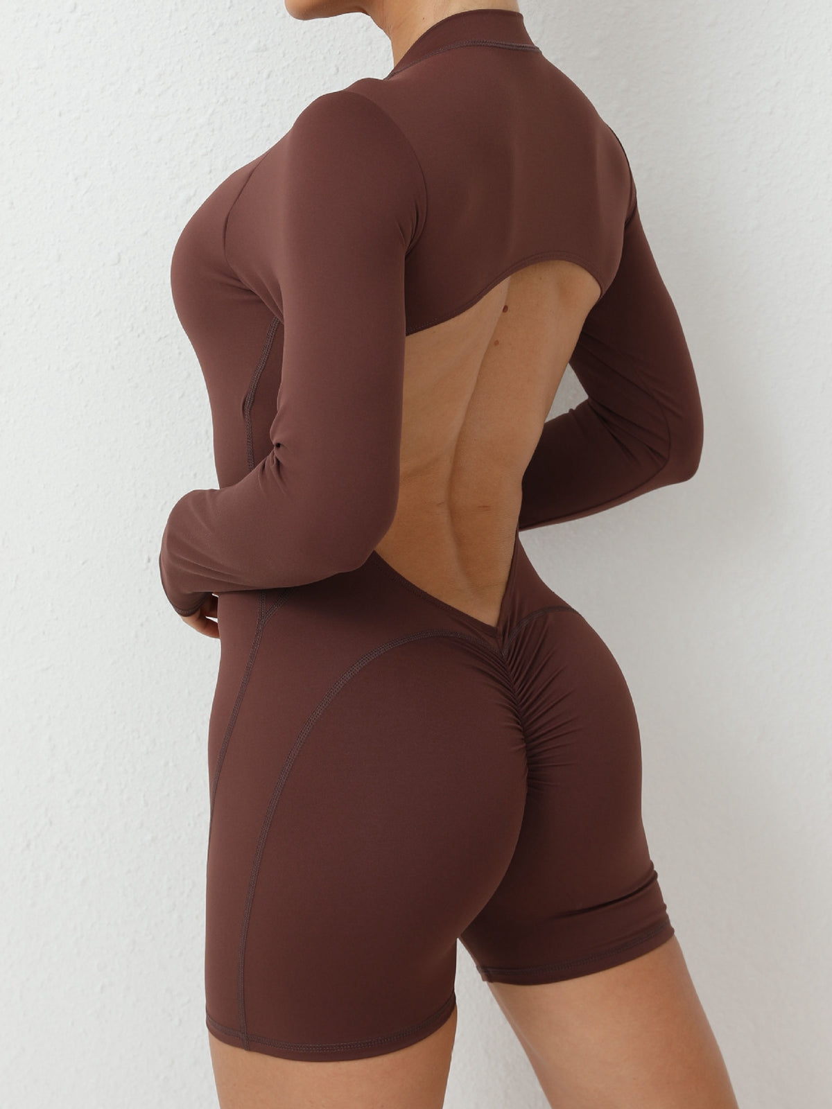 ZASUWA Women's Backless Zipper Romper with Scrunch Bum & Padded Butt - Sexy Bodycon Jumpsuit for Club, Party & Night Out
