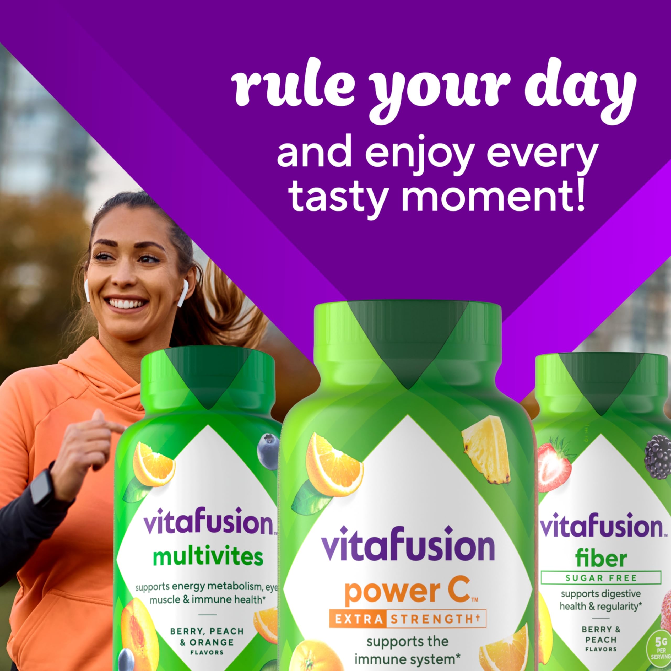 Vitafusion Extra Strength Power C Gummy Vitamins - Tropical Citrus Flavor, Immune Support Supplement with Vitamin C (92 Count) - Boost Immunity for Adults & Kids, Perfect for Daily Wellness & Cold Season Protection