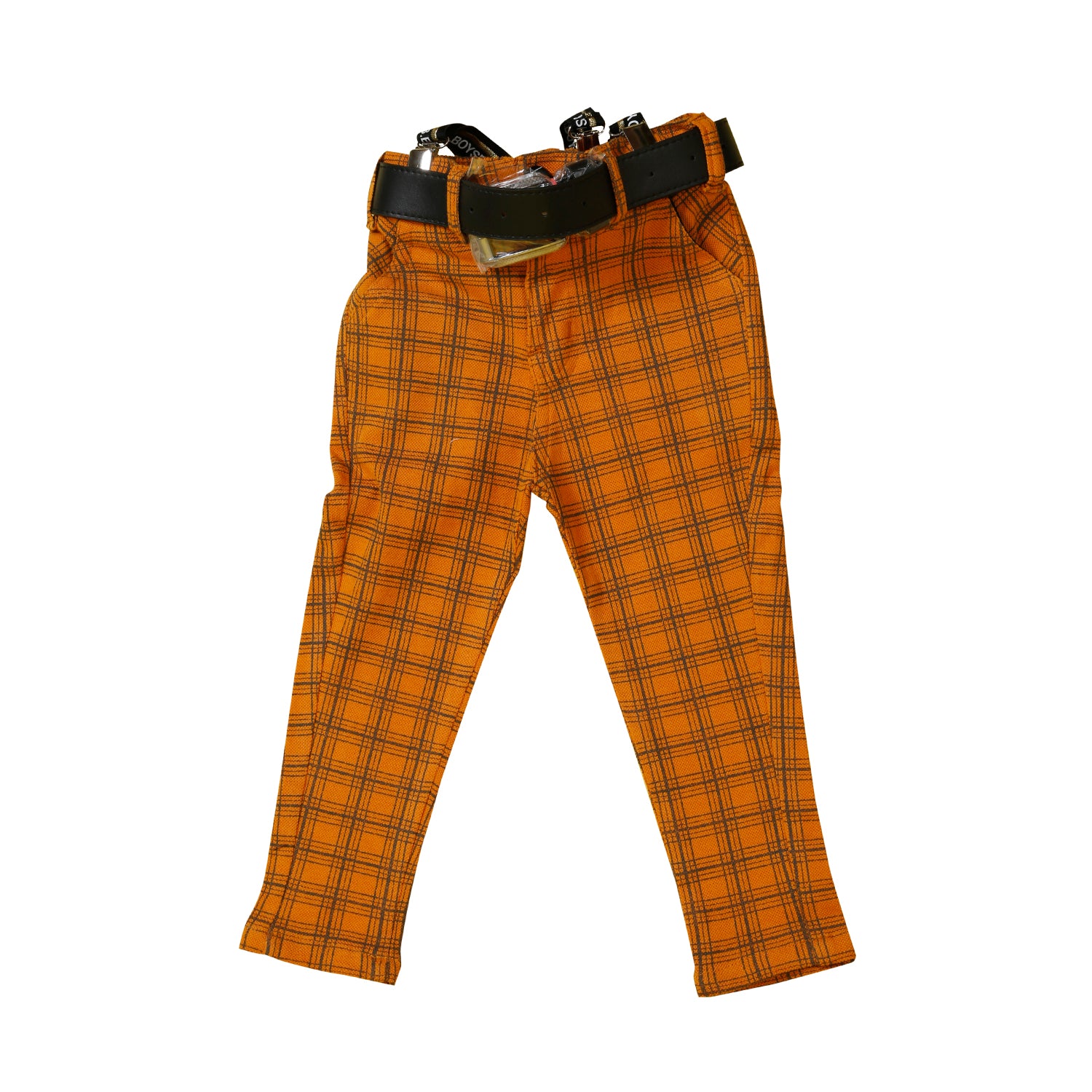 Stylish Plaid Party Outfit with Suspenders & Wooden Bow Tie - Perfect for Weddings, Prom, and Formal Events