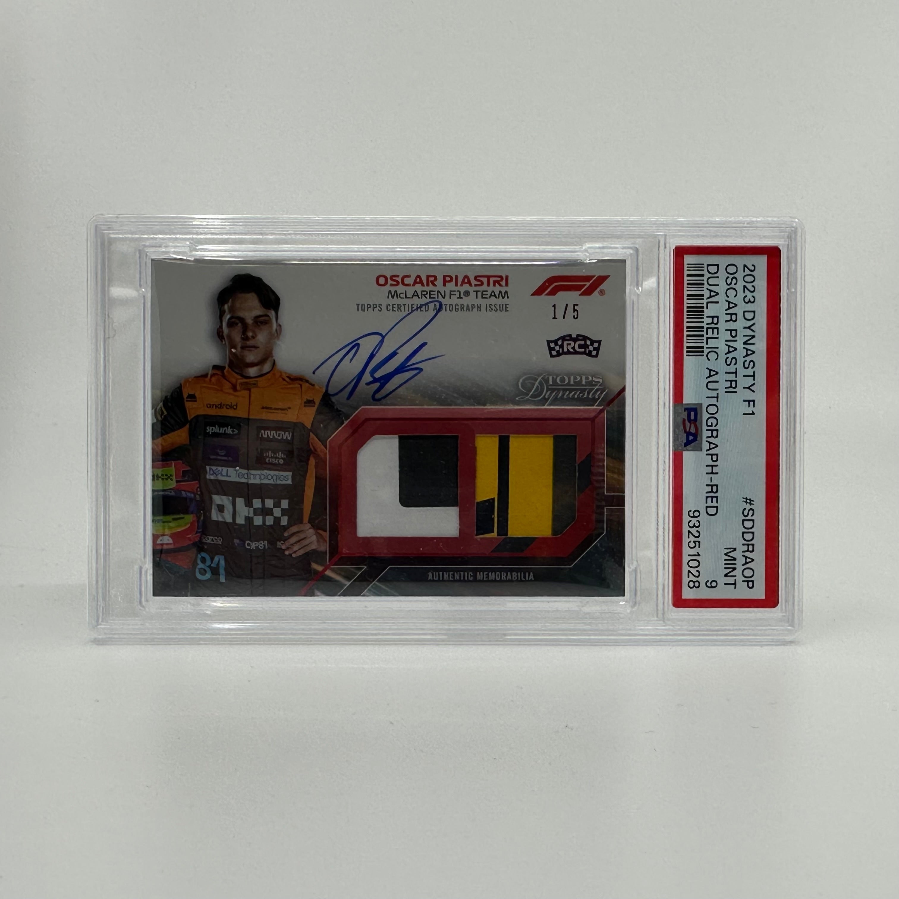 2023 Topps Dynasty Dual Relic Rookie Card - Oscar Piastri #SDDRA OP 1/5 Red - Collectible Racing Memorabilia for F1 Fans & Sports Card Enthusiasts