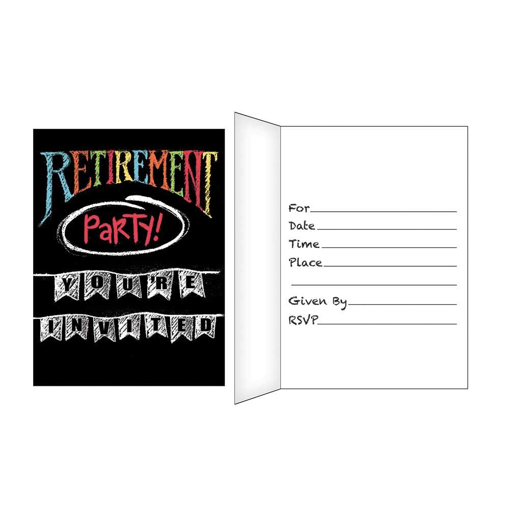 Retirement Party Invitations with Envelopes - Set of 8 | Elegant Chalkboard Design for Retirement Celebrations, Office Farewells & Milestone Events