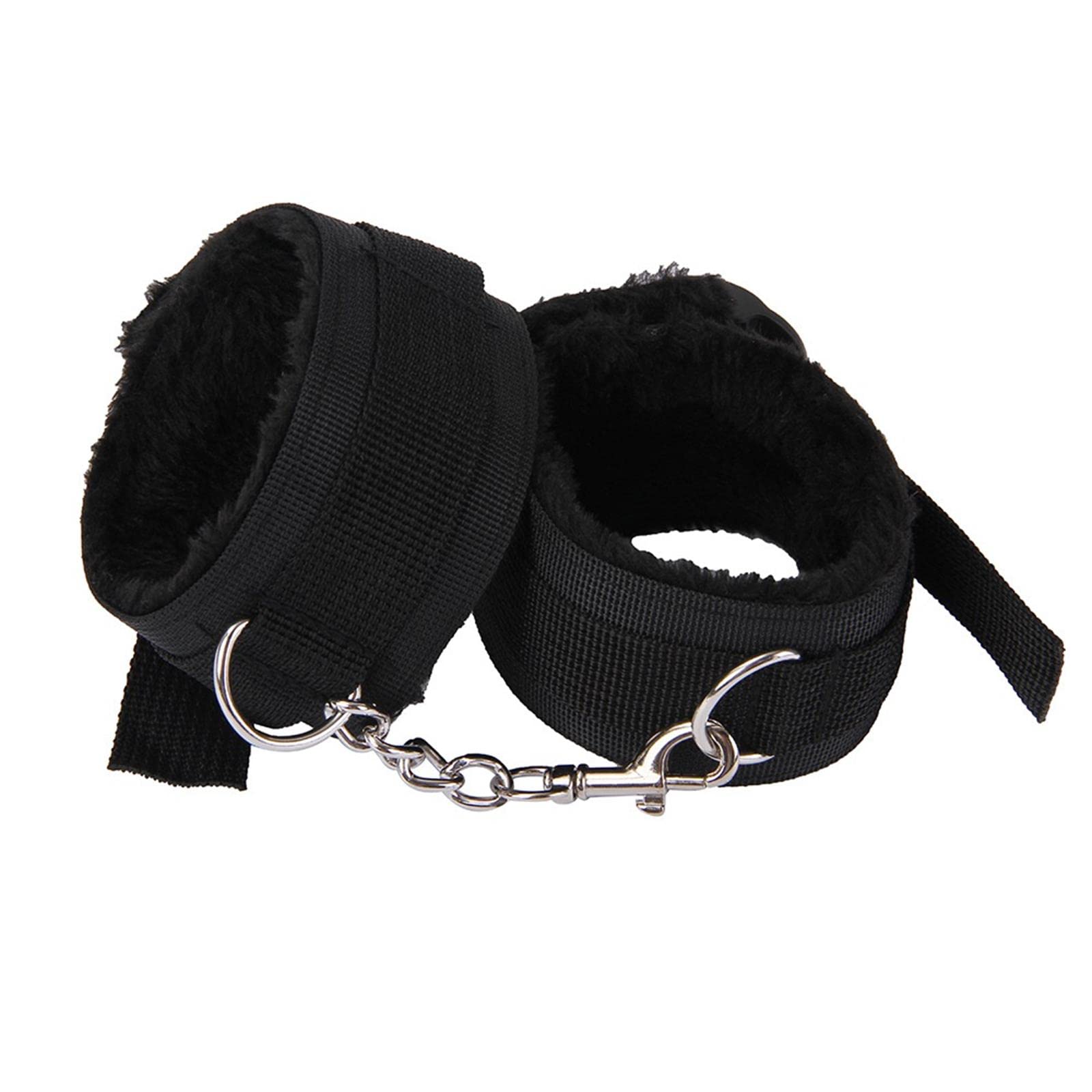 Fluffy Leather Handcuffs & Anklets Set - Adjustable Wrist & Leg Cuffs for Role Play, BDSM, Cosplay - Detachable Chain for Home, Yoga, Gym, Party & Couple Games - Soft Bondage Accessories for Adults