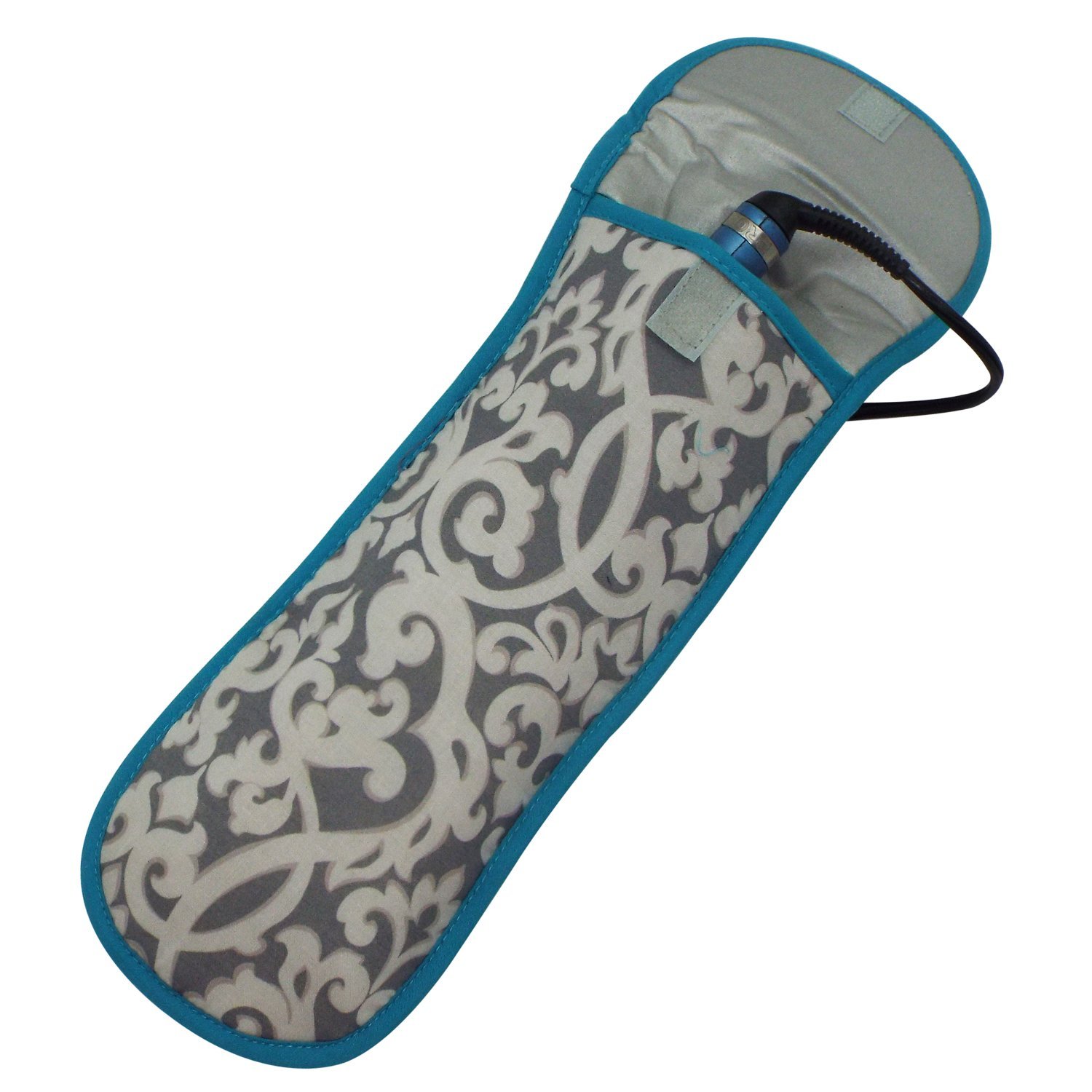 Heat-Resistant Flat Iron Cover - Gray Baroque Design | Protective Case for Hair Straighteners | Perfect for Travel, Salon & Home Use