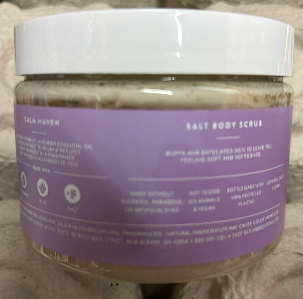 Calm Haven Lavender & Iris Salt Body Scrub - 17 oz Exfoliating Bath & Shower Scrub for Smooth Skin - Relaxing Spa Treatment at Home