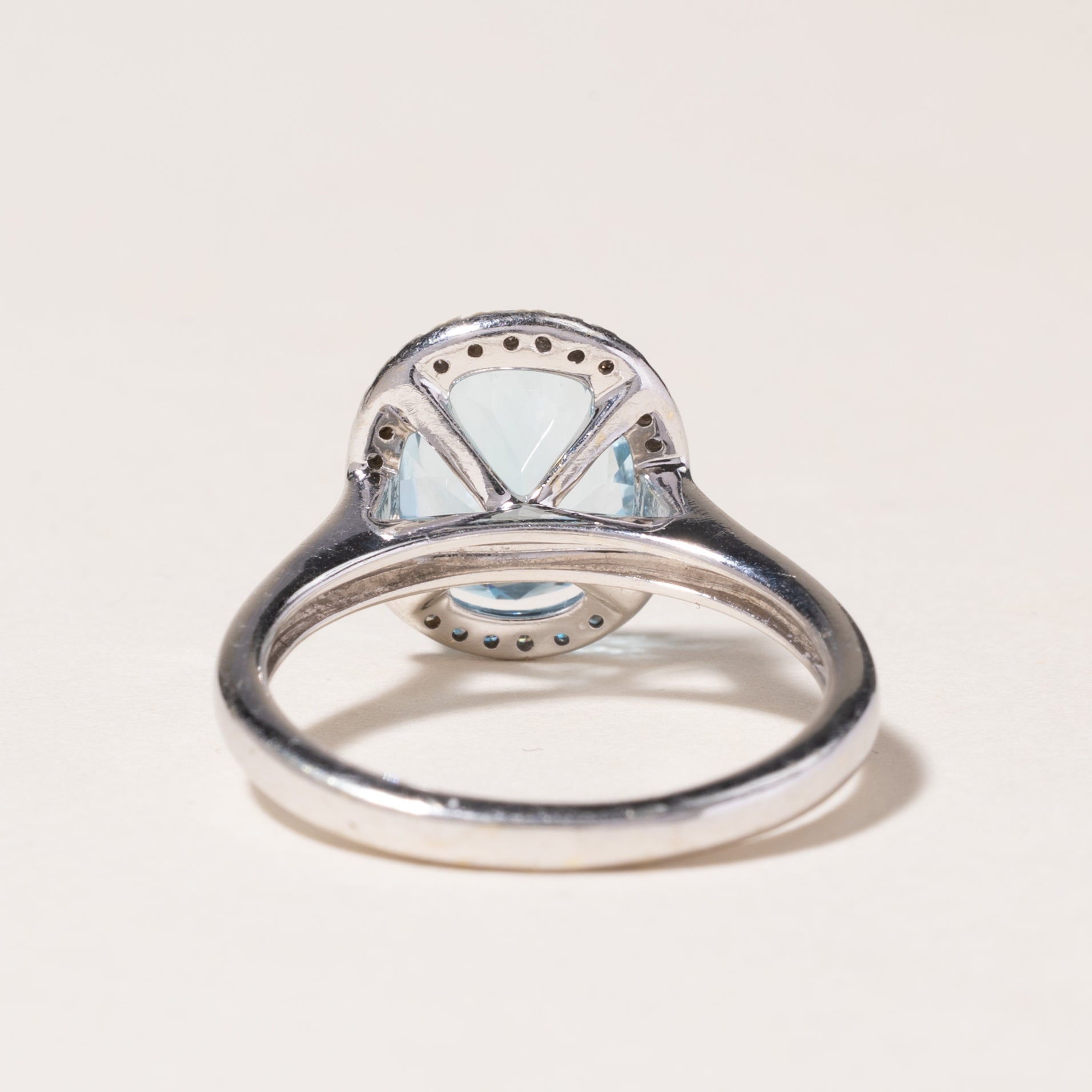 14K White Gold Halo Topaz Ring - 2.79ct Natural Blue Topaz with 0.15ctw Diamond Accents | Size 5.25 | Elegant Engagement, Anniversary or Gift Jewelry for Women