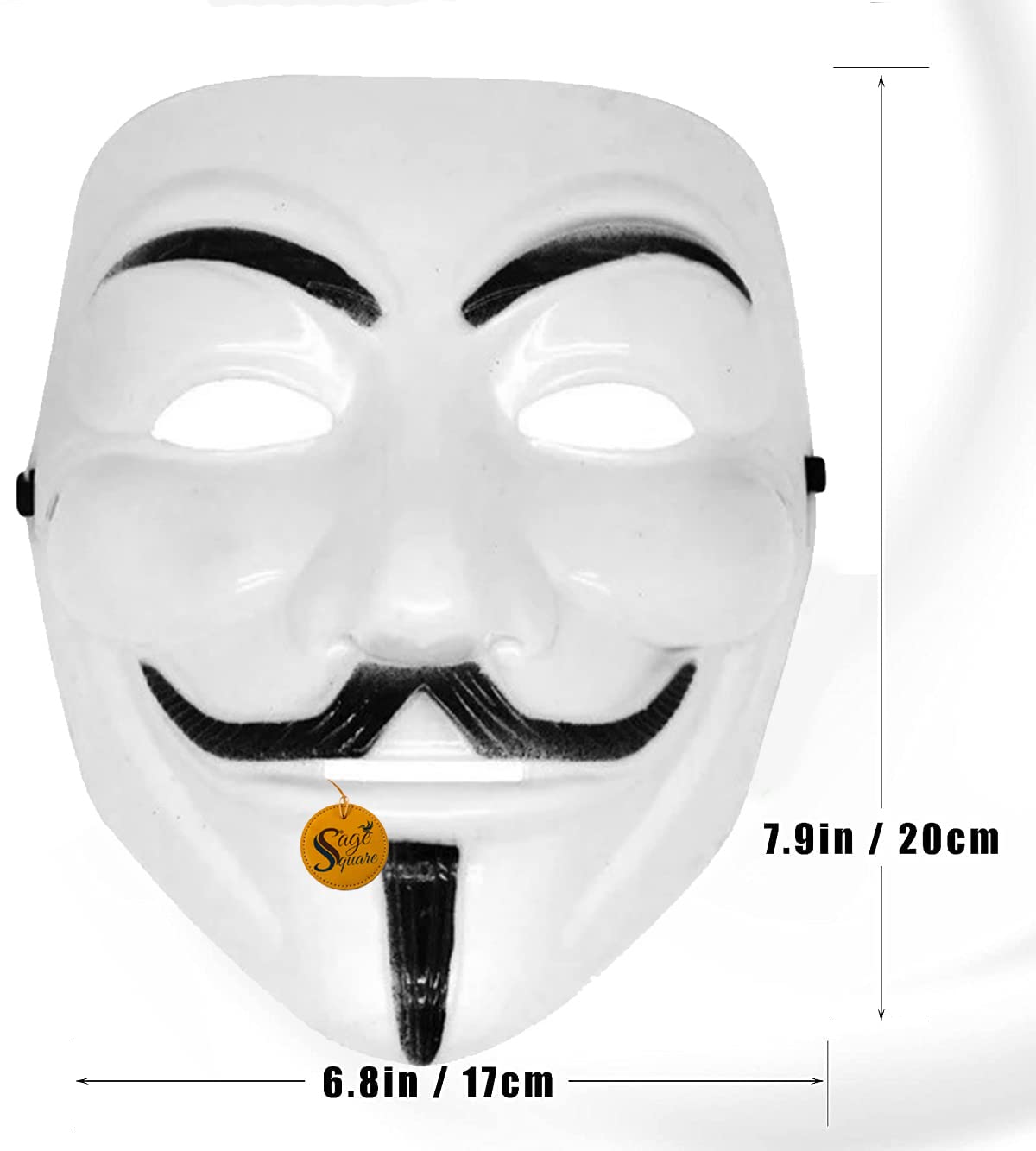 V for Vendetta Anonymous VIP Edition Face Mask - Sage Square Golden, Pink & White Set of 3 - Perfect Fit Cosplay & Halloween Costume Accessory - Protest, Movie Theme Party, and LARP Events