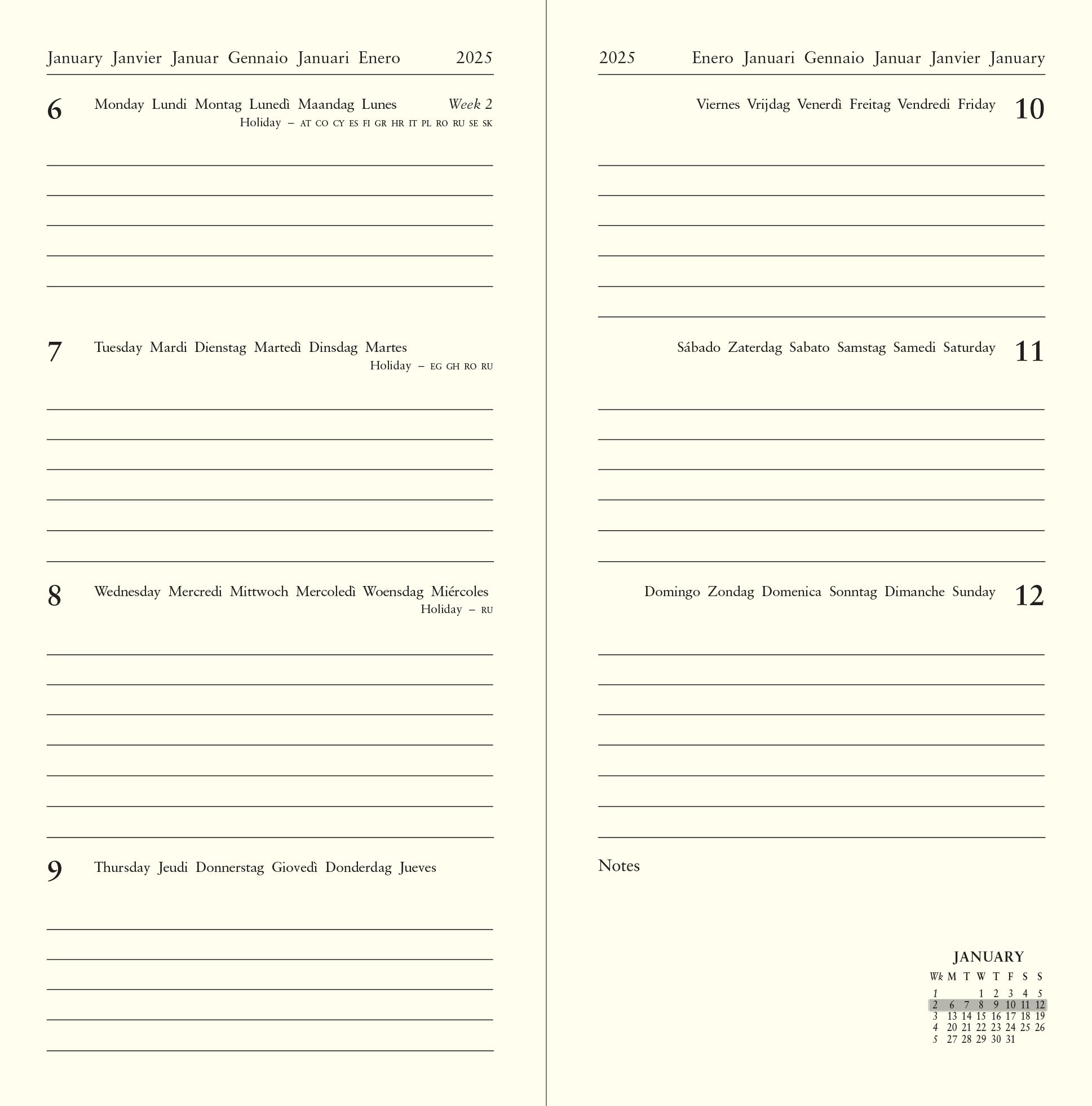 2025 Letts of London Slim Diary - Baroque Style Week-to-View Planner, Navy Blue, 88x172x17mm | Perfect for Business Professionals & Personal Organization