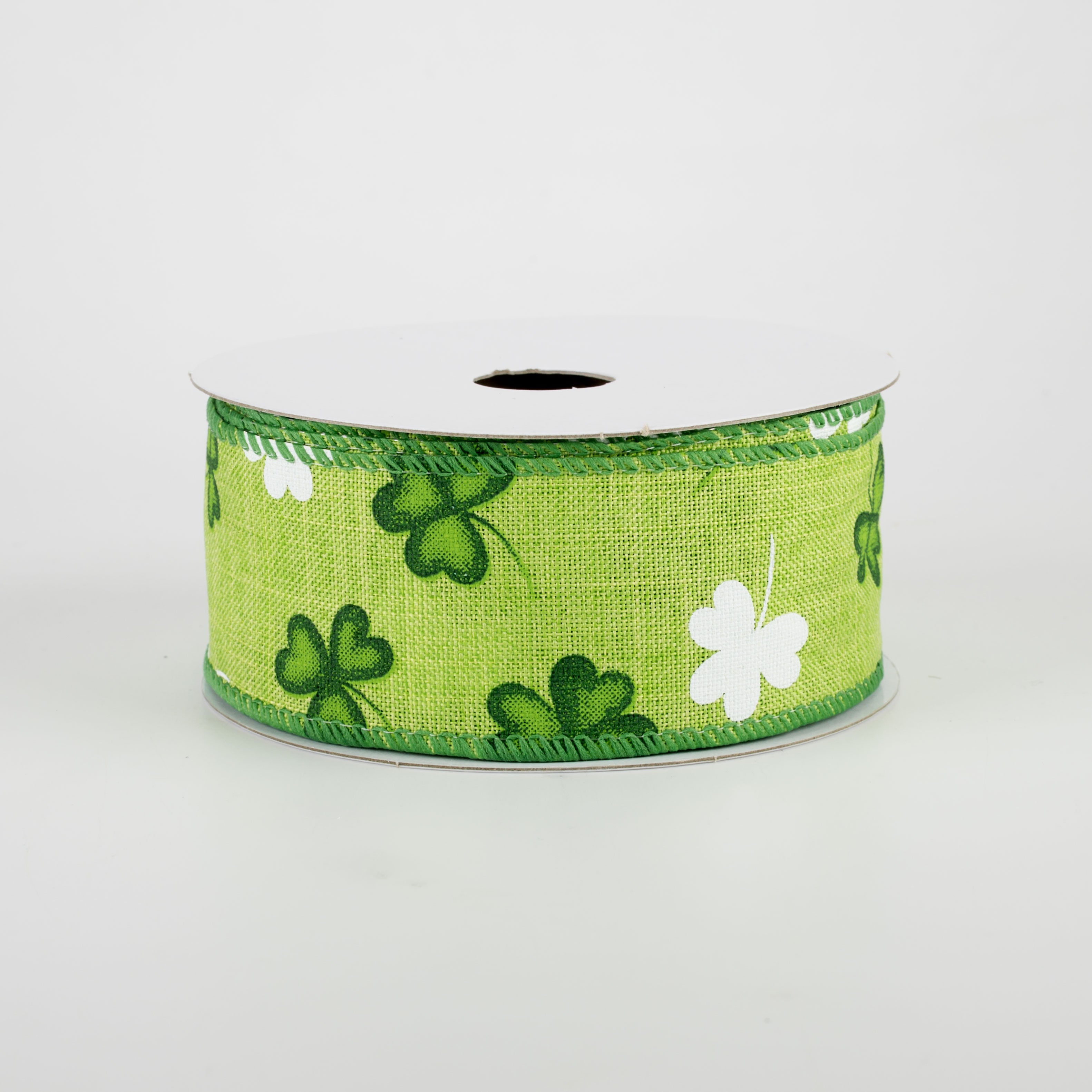 1.5 Inch Green & White Shamrock Ribbon - 10 Yards Bulk Spool for St. Patrick's Day Crafts, Gift Wrapping, and DIY Decorations