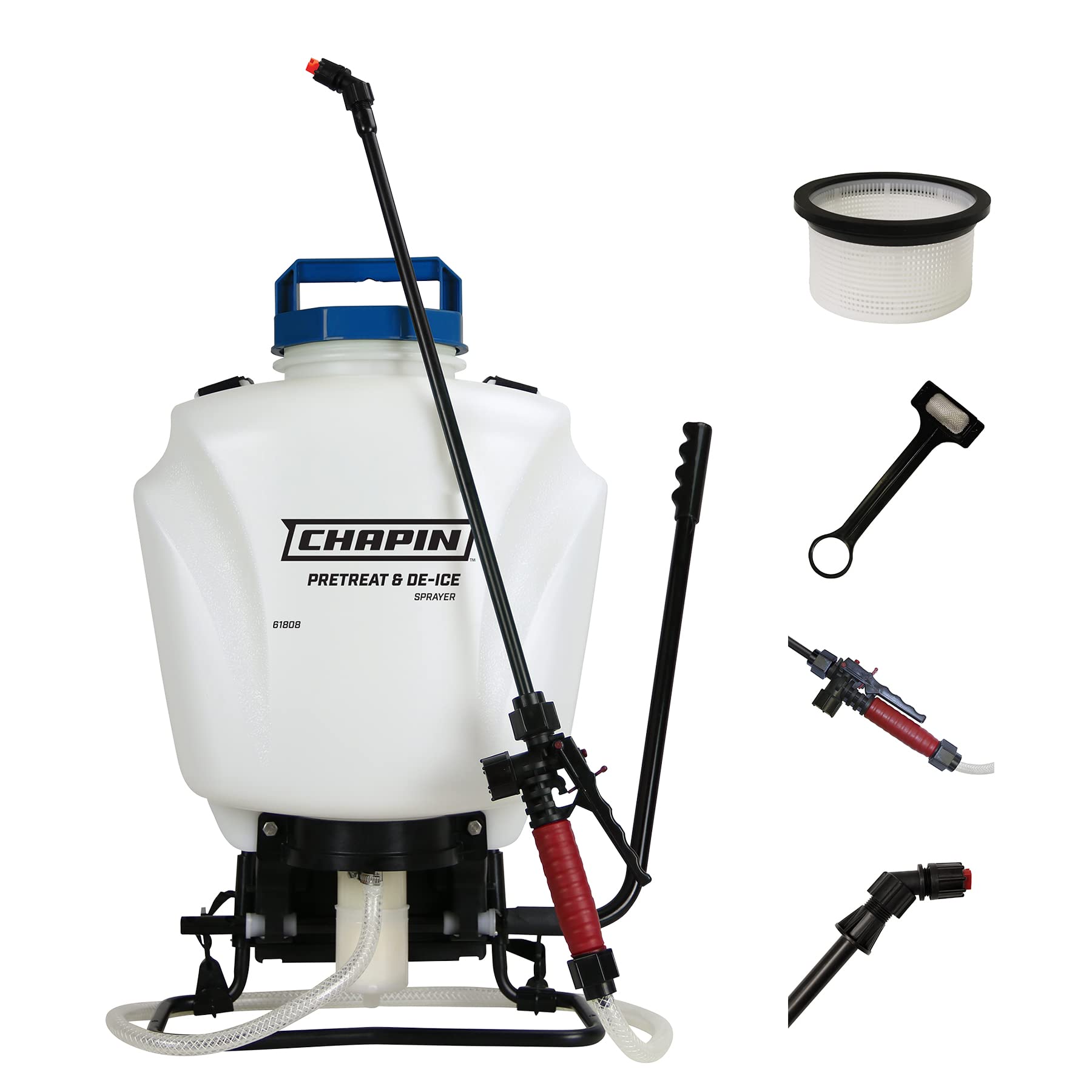 Chapin 61808 4-Gallon Backpack Sprayer for Lawn Care, Weed Control & Ice Melting - Durable Outdoor Sprayer for Pre-Treating, Deicing & Pest Control in Winter & Summer