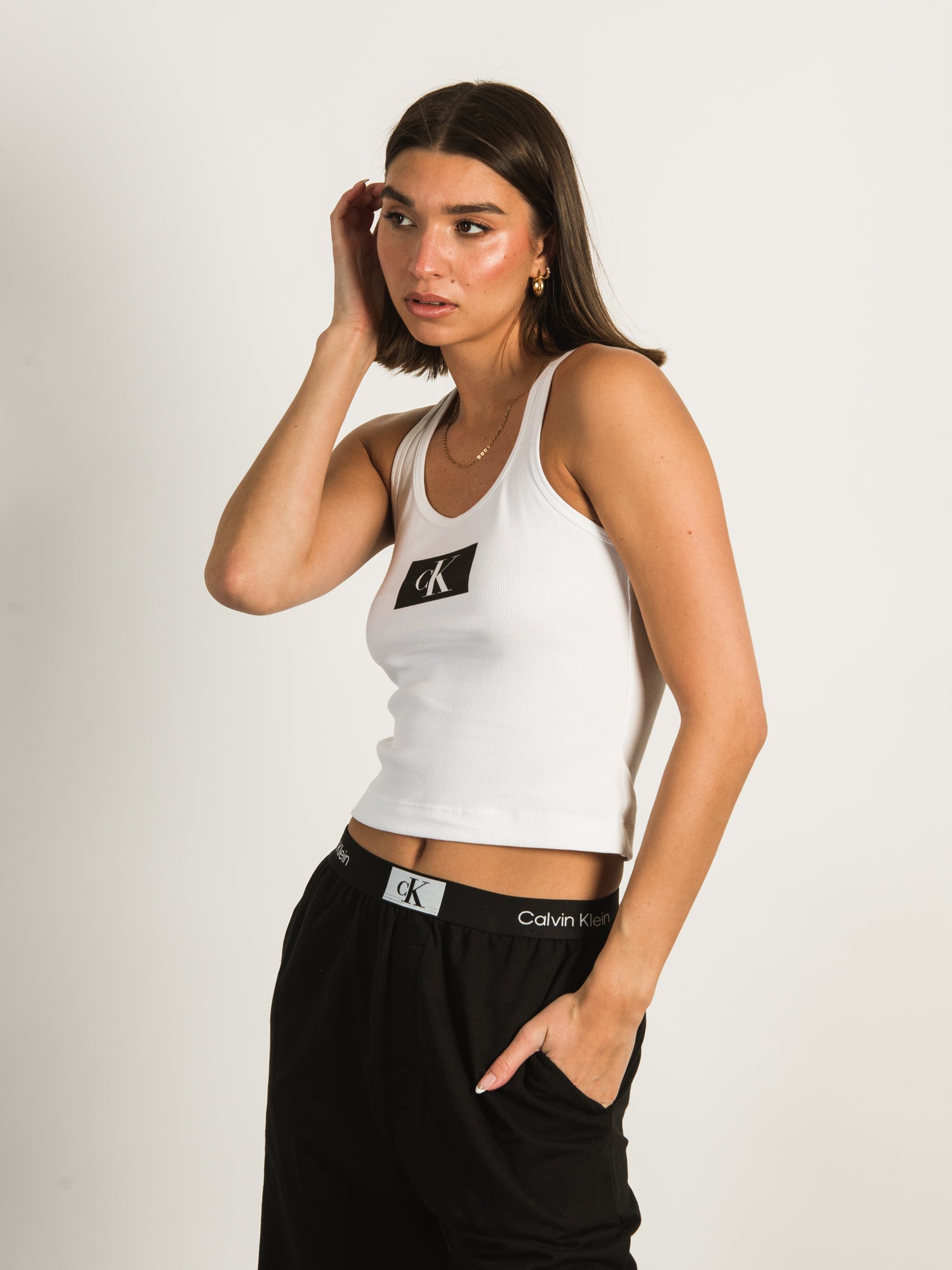 CALVIN KLEIN 1996 Ribbed Tank Top for Women - Soft Cotton Slim Fit Cami - Perfect for Layering, Gym & Casual Outfits