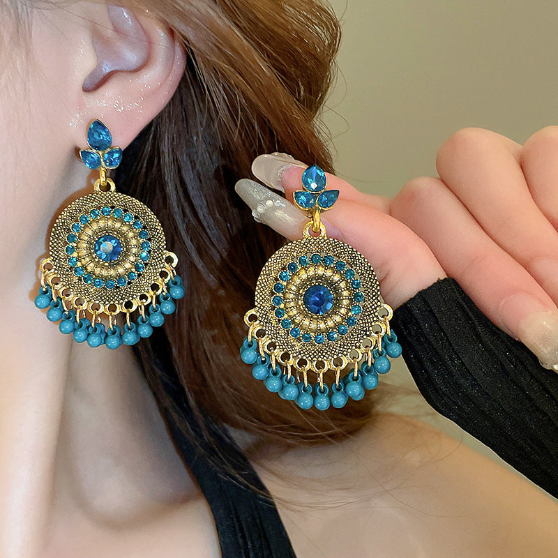Sparkling Rhinestone Alloy Bead Dangle Earrings for Women - Elegant Party Jewelry for Weddings, Prom & Evening Events