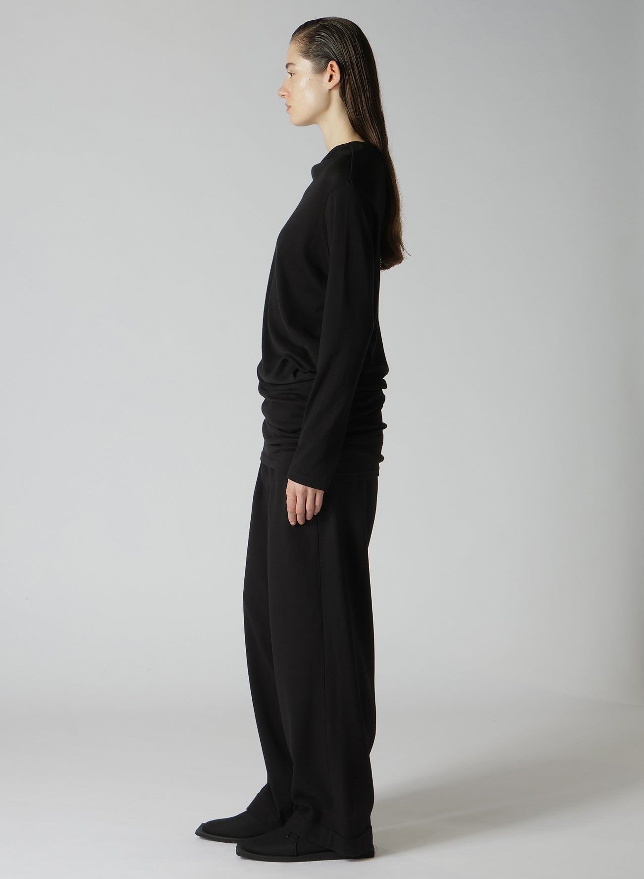 56/2 Gauze Single Jersey Side Draped Long Sleeve Top - Breathable & Stylish Women's Blouse for Casual Wear, Summer Outfits, and Layering