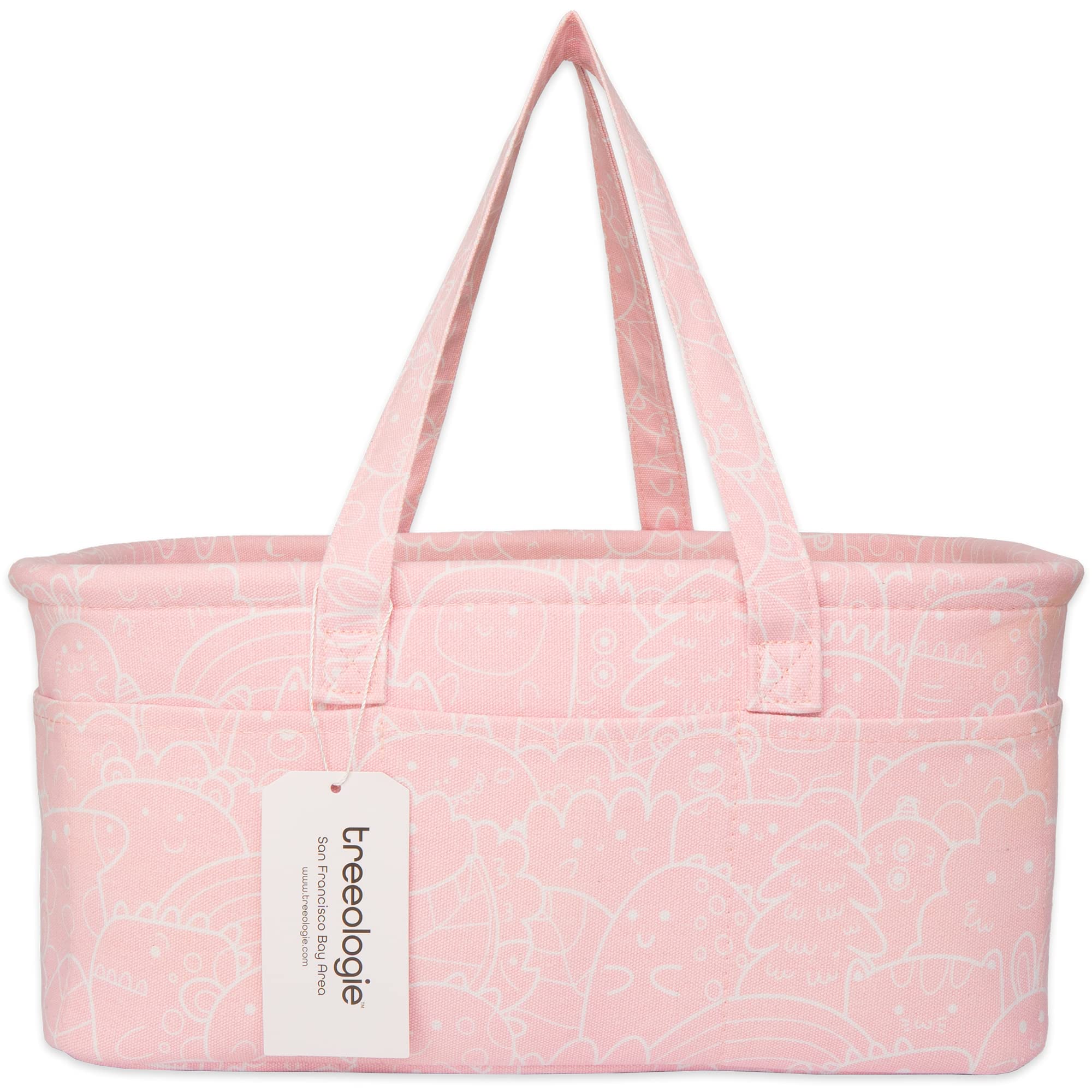Baby Diaper Caddy Organizer - Portable Nursery Changing Table Storage Basket & Car Tote for Diapers, Wipes, and Baby Essentials - Perfect Newborn Shower Gift for Boys & Girls - Travel Bin for Home & On-the-Go (Pink) - Ideal for Nursery Organization, Car Trips, and Baby Registry Must-Haves