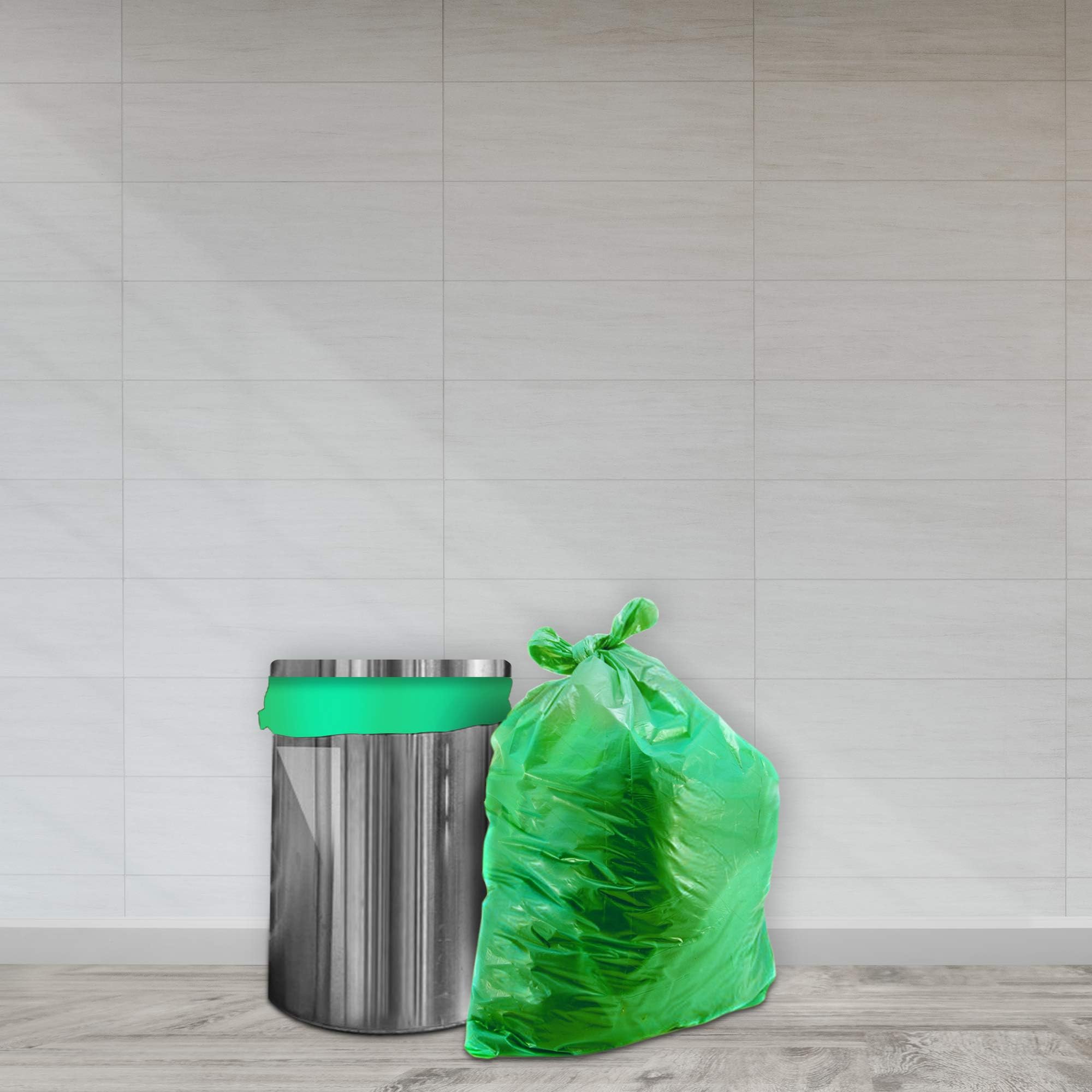Presto! Small Green Garbage Bags - 180 Count (30 Bags x 6 Rolls) | 17x19 Inch Trash Bags for Wet Waste | Kitchen, Bathroom & Office Use | Durable & Leak-Proof
