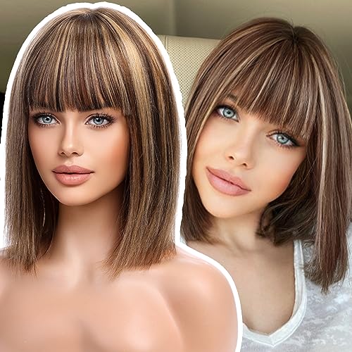 Brown Mixed Blonde Highlights with Dark Roots