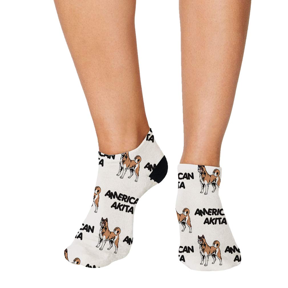 American Akita Dog Breed Pattern Novelty Socks for Men & Women - 3 Pairs Ankle Socks Set (Polyester Blend) - Perfect for Dog Lovers, Casual Wear & Gift Giving
