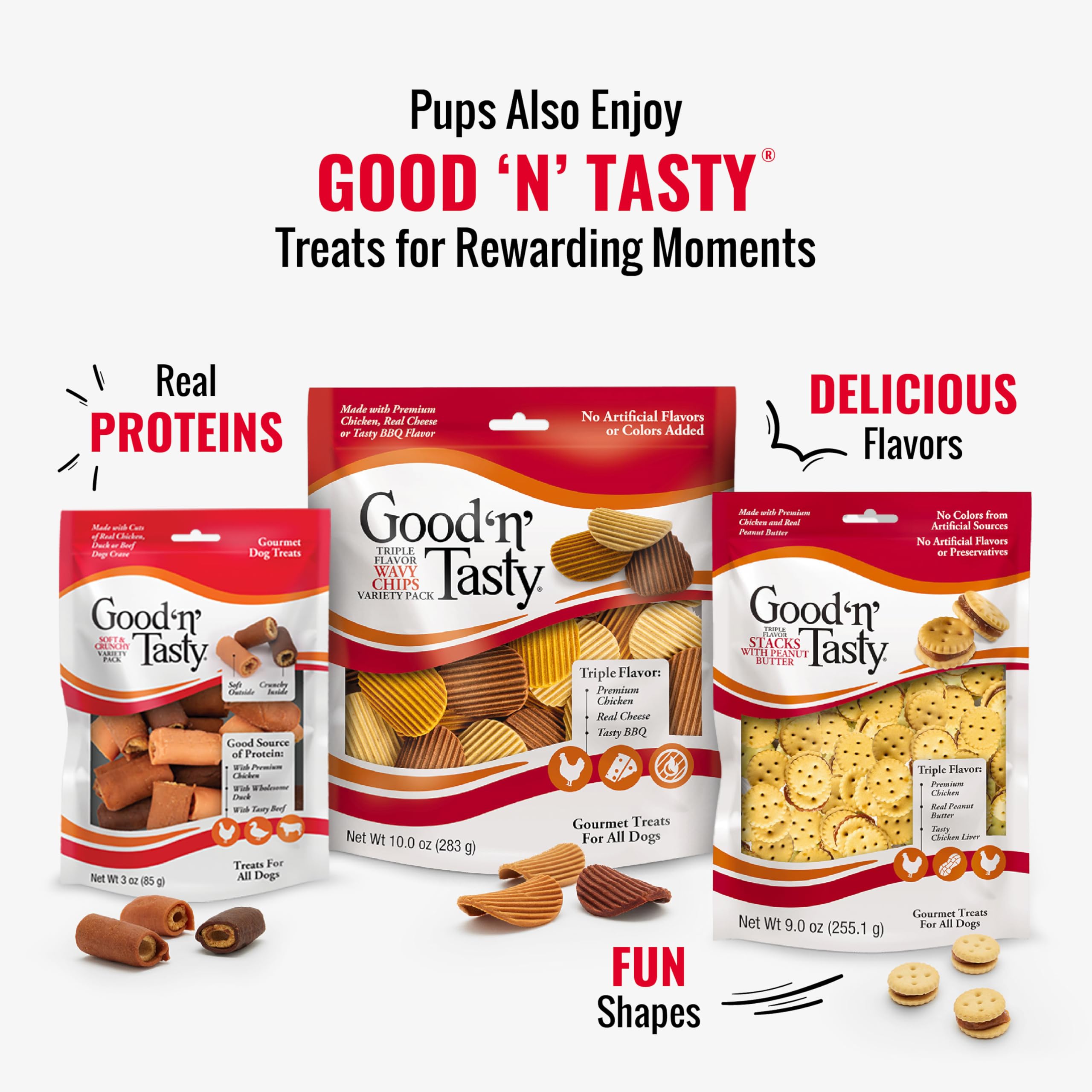 Premium Triple Flavor Dog Chews - Chicken, Beef & Pork Hide Long-Lasting Treats for All Dogs (4oz) - Perfect for Training Rewards, Dental Health & Anxious Pets