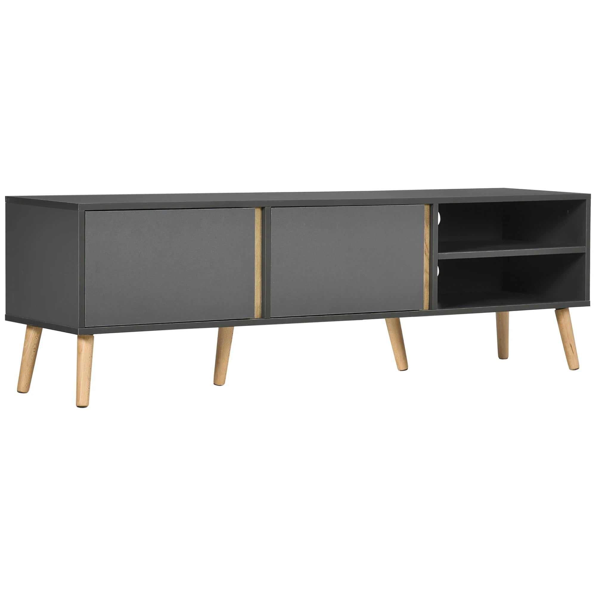 55 Inch TV Stand with Storage - Dark Grey Modern Entertainment Center for Living Room, Bedroom & Home Theater
