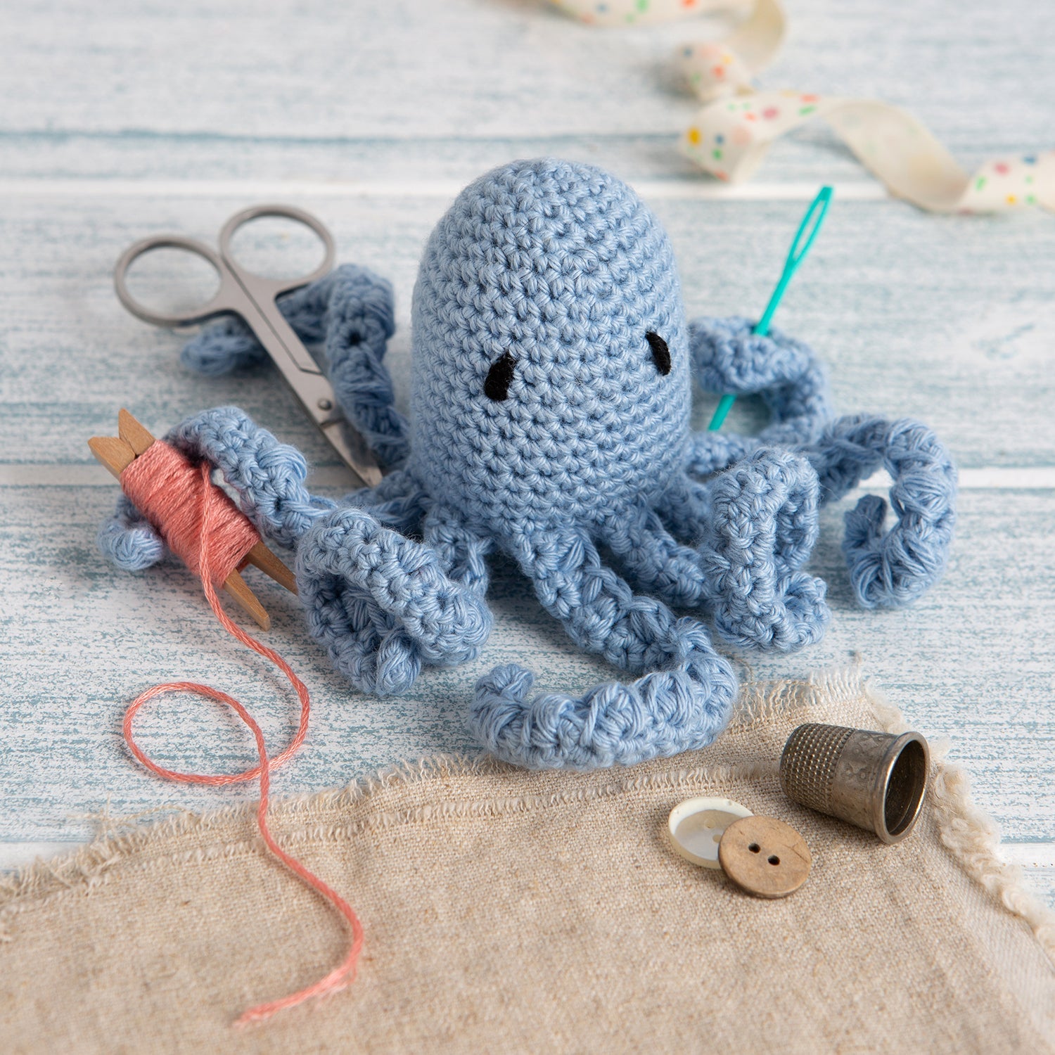 DIY Baby Octopus Crochet Kit - Complete Beginner Friendly Amigurumi Crochet Set with Yarn, Hook & Instructions - Perfect for Handmade Gifts, Nursery Decor & Sensory Toys
