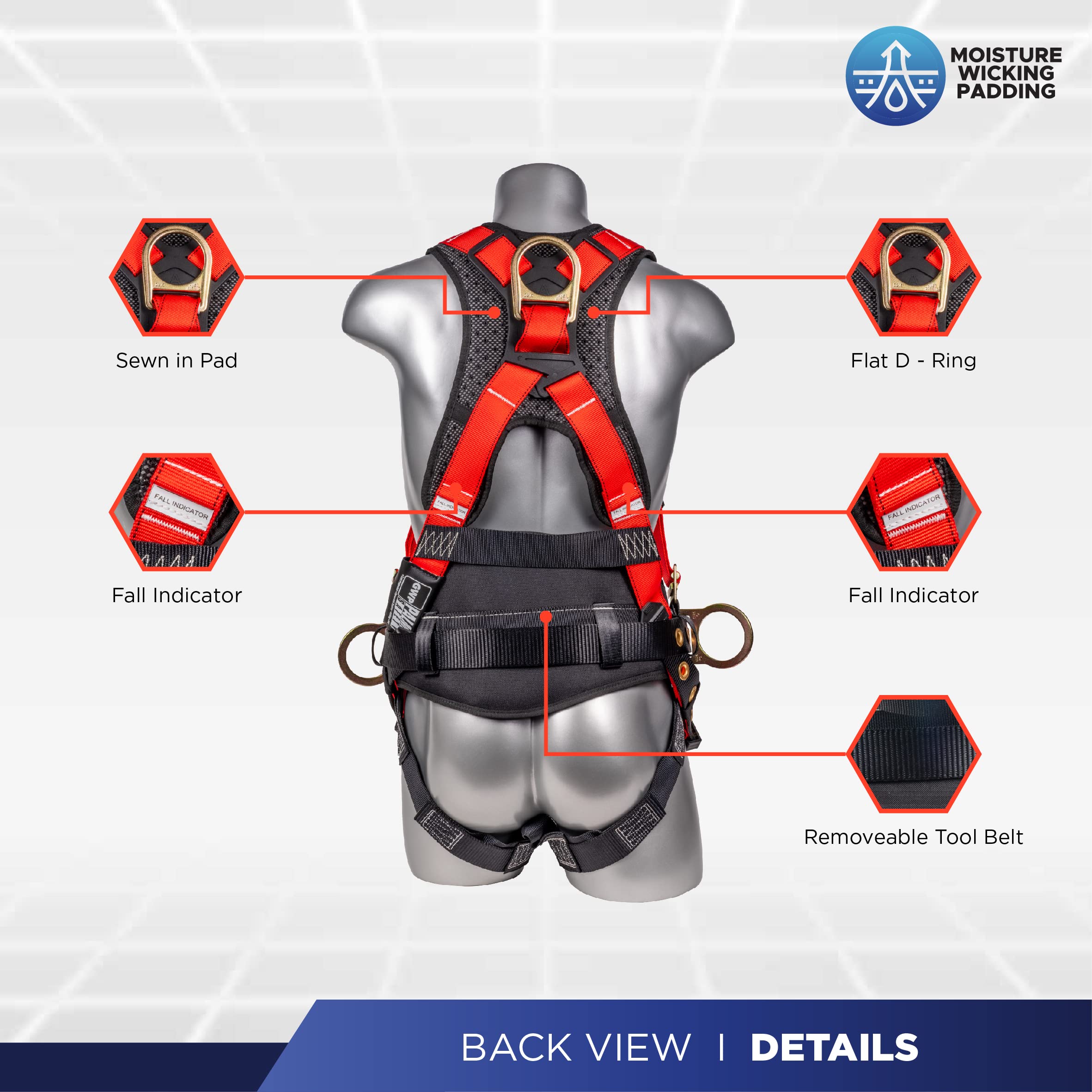 Palmer Safety Fall Protection Harness Kit - Hammerhead Series | Premium Safety Harness, Lanyard & D-Ring Extender | OSHA Compliant for Construction, Roofing & Industrial Work