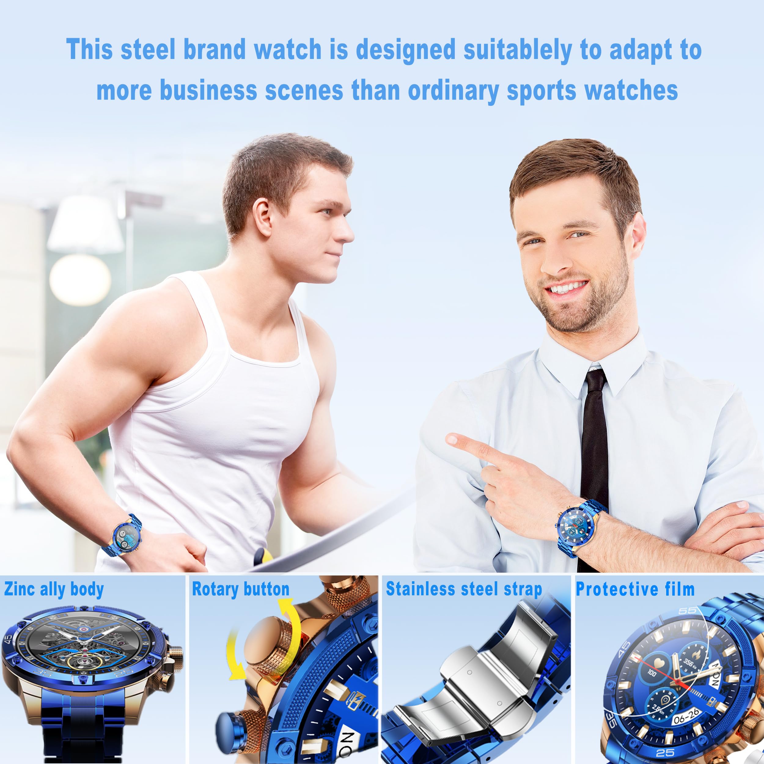 **Men's Smart Watch Round HD 1.53