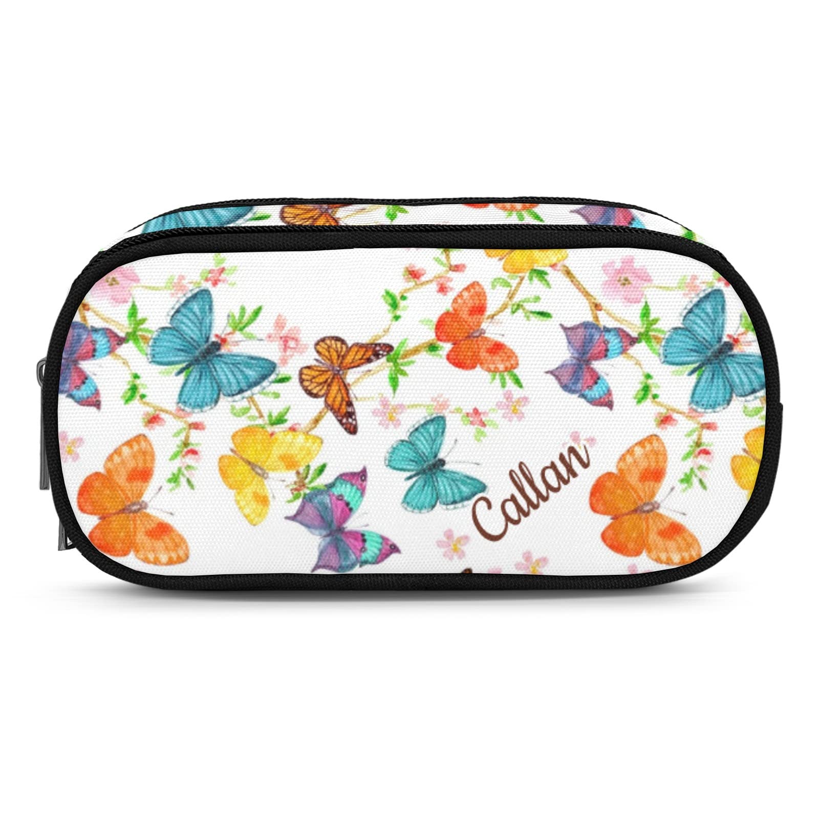 Custom Butterfly Watercolor Pencil Case for Students - School & Office Use