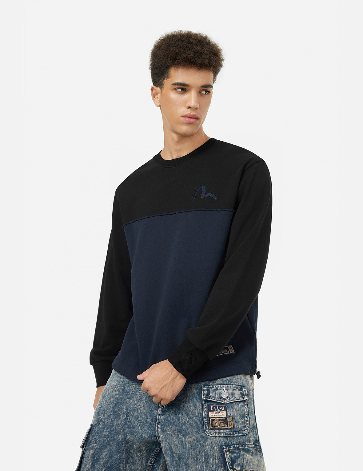 Deconstructed Contrast Relax Fit Sweatshirt for Women | Trendy Oversized Pullover | Casual Streetwear | Perfect for Lounge, Gym & Everyday Wear