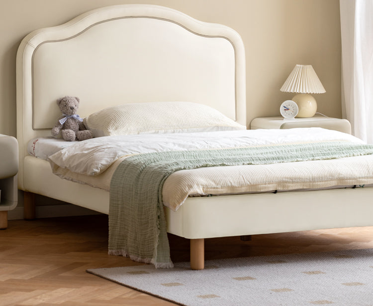 Organic Leather Cream Style Soft Kids Bed – Premium Comfort for Nursery, Bedroom & Playroom – Safe & Durable Toddler Bed for Sweet Dreams