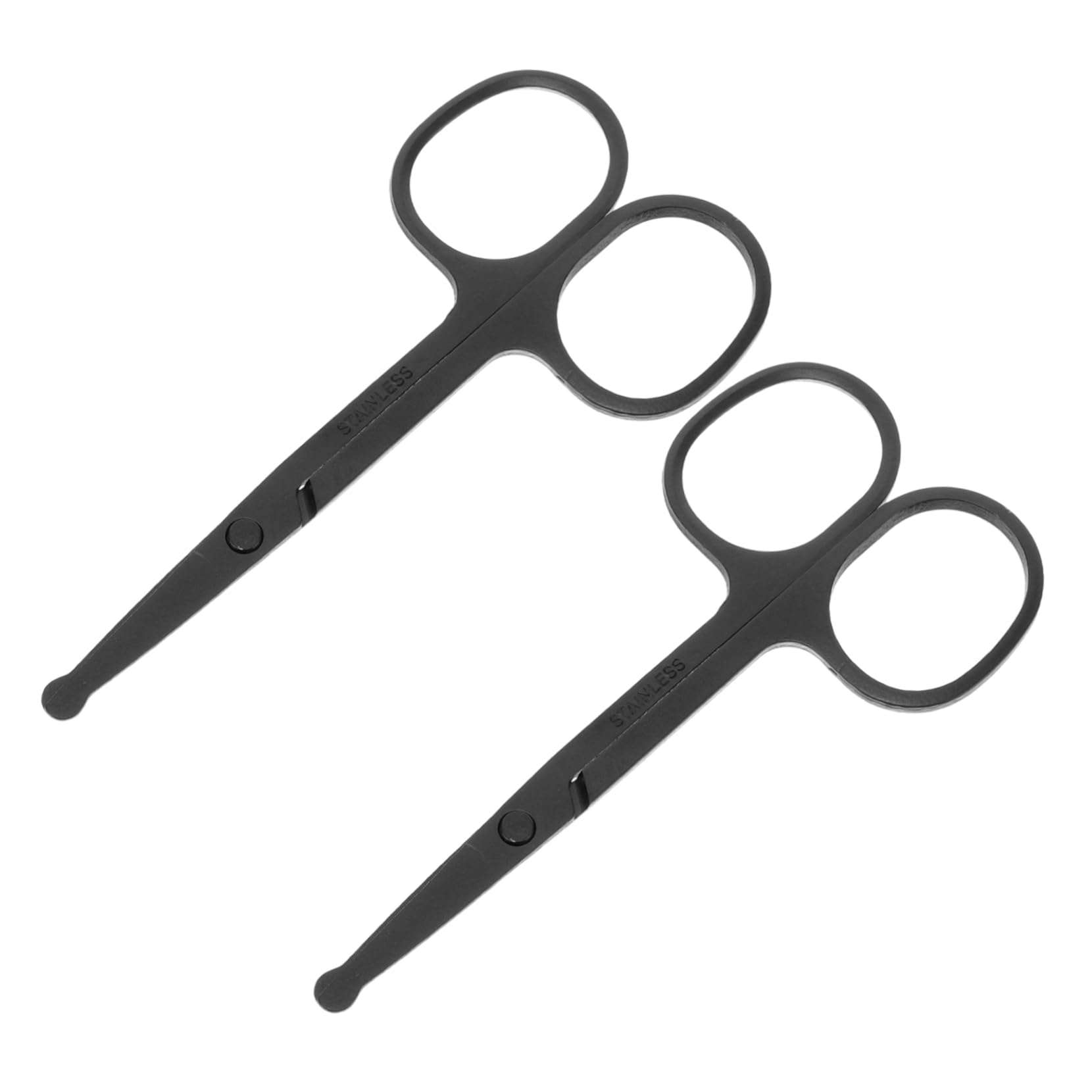 FOMIYES 2-Piece Stainless Steel Rounded Tip Scissors Set - Eyebrow, Ear Hair, Mustache & Nose Hair Trimming Scissors for Men & Women | Grooming, Personal Care & Travel Essentials