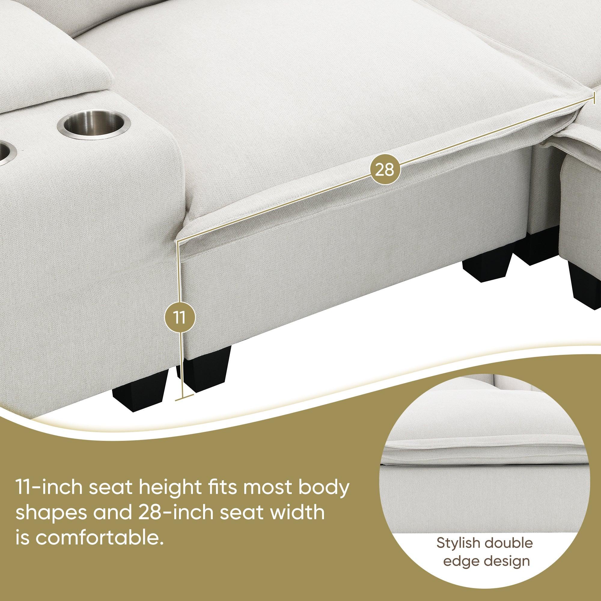 Modern 4-Seat Chenille Modular Sectional Sofa with Console, USB Charging Port, Reading Light & Cup Holders - Cloud Couch for Living Room, Apartment (2 Colors) | Perfect for Family Gatherings, Movie Nights & Small Space Living