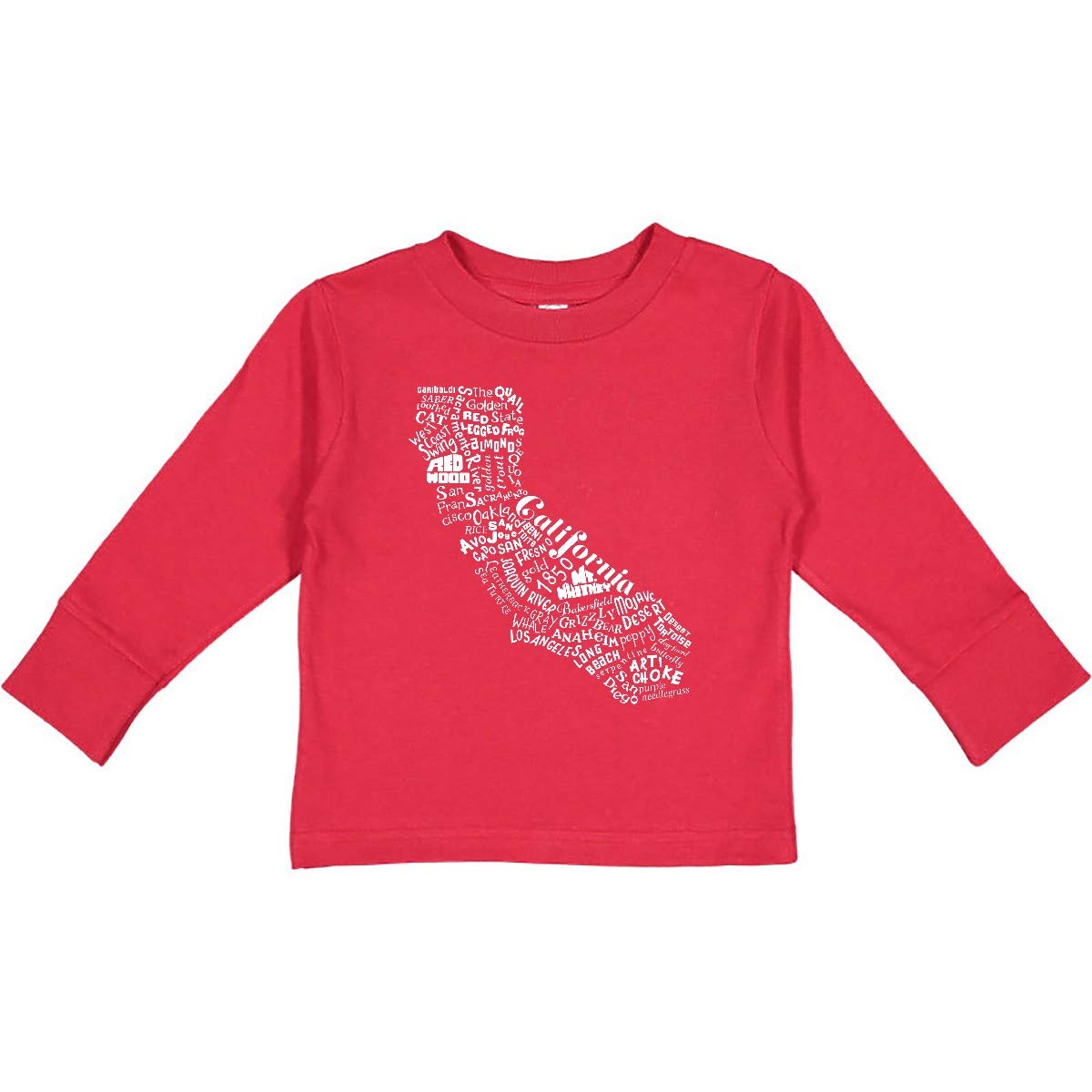 Inktastic California State Word Salad Toddler Long Sleeve T-Shirt - Cute Graphic Tee for Boys & Girls, Soft Cotton Baby Shirt for Playdates, Daycare & Family Outings