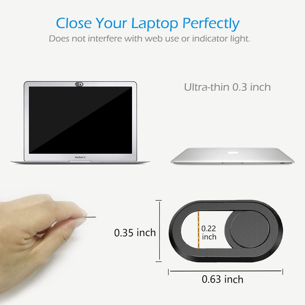 CloudValley Webcam Cover 3-Pack - 2020 Updated Horizontal Sliding Laptop Camera Cover for MacBook Pro/Air, iMac, iPad & Other Devices - Protect Privacy for Video Calls, Online Meetings & Remote Work