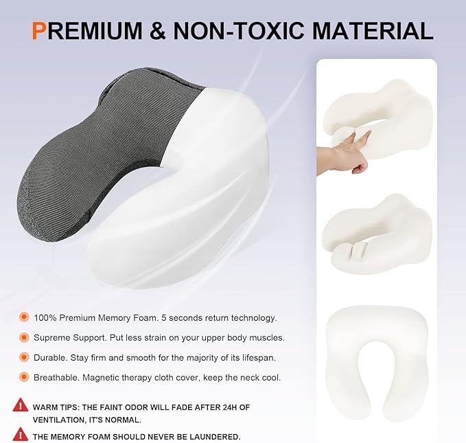 **AVIAXO Memory Foam Travel Neck Pillow for Adults - Hooded & Comfortable Flight, Airplane, Car & Train Pillow - Perfect for Long Trips & Relaxation**