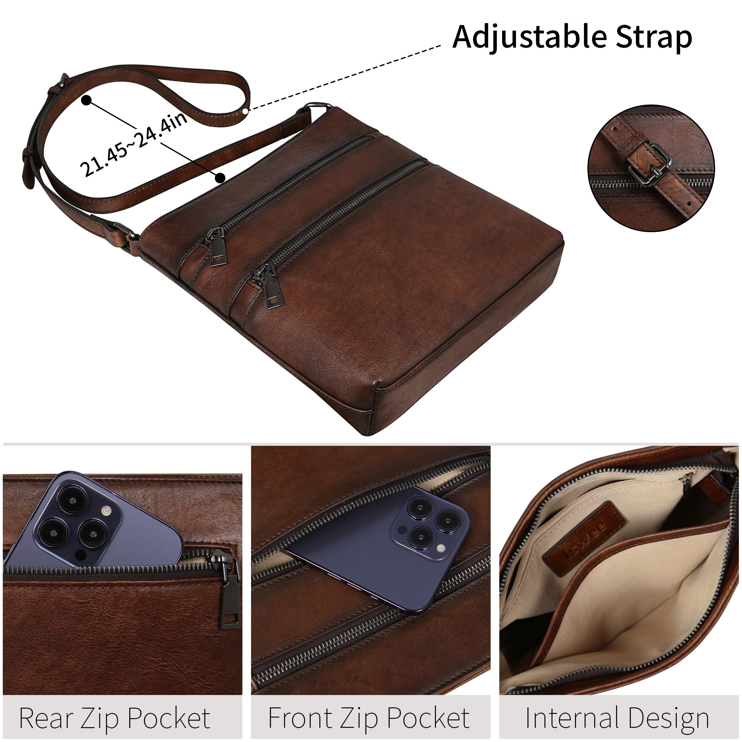 Genuine Leather Crossbody Bags for Women with Multi-Pockets - Perfect for Travel & Daily Use