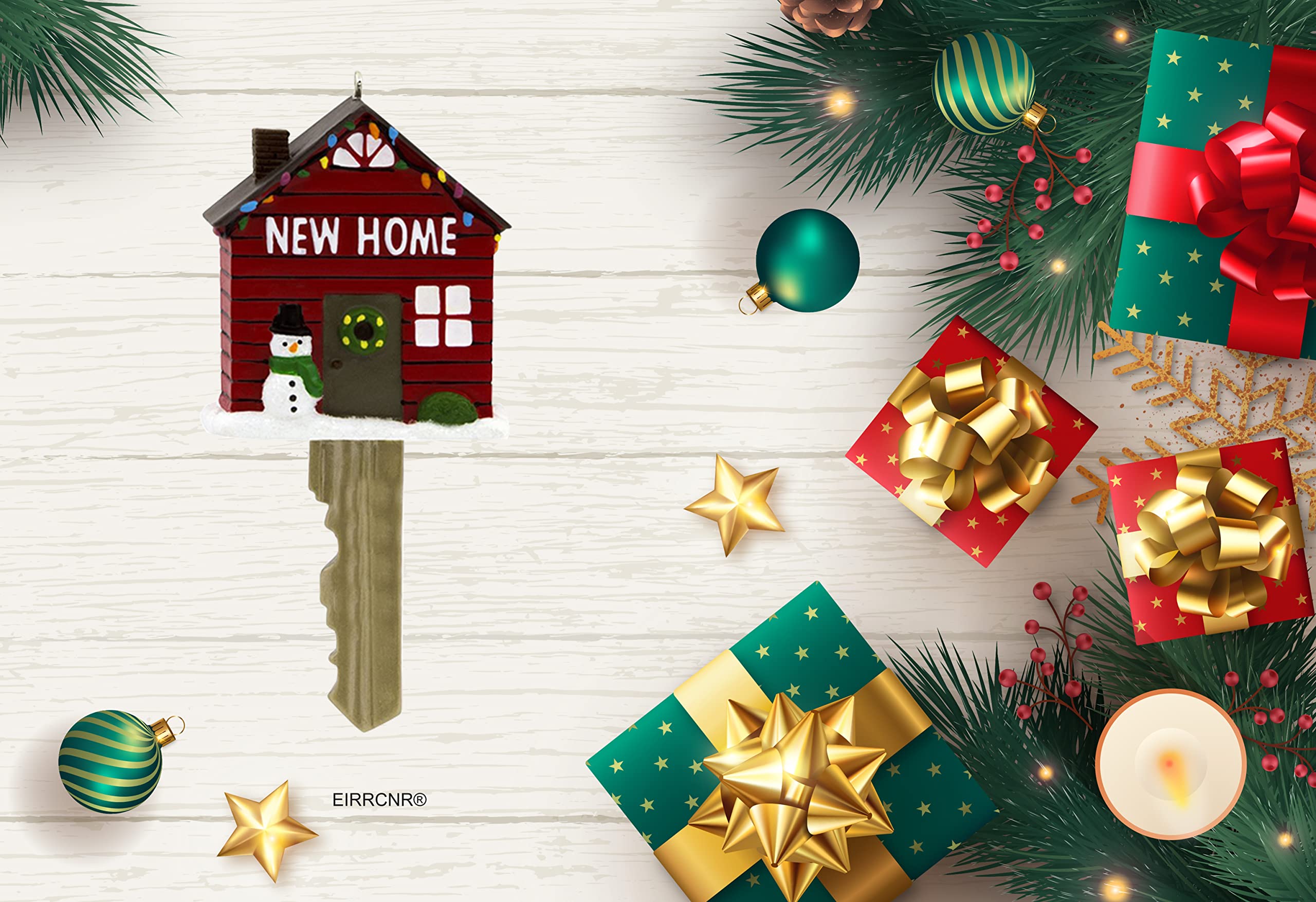 2024 Hand Painted Resin Home Key Ornament - First Home Gift, Christmas Tree Keepsake for New Homeowners, Housewarming & Moving in Together - Perfect for New House Decor, Holiday Decorations & Anniversary Gifts