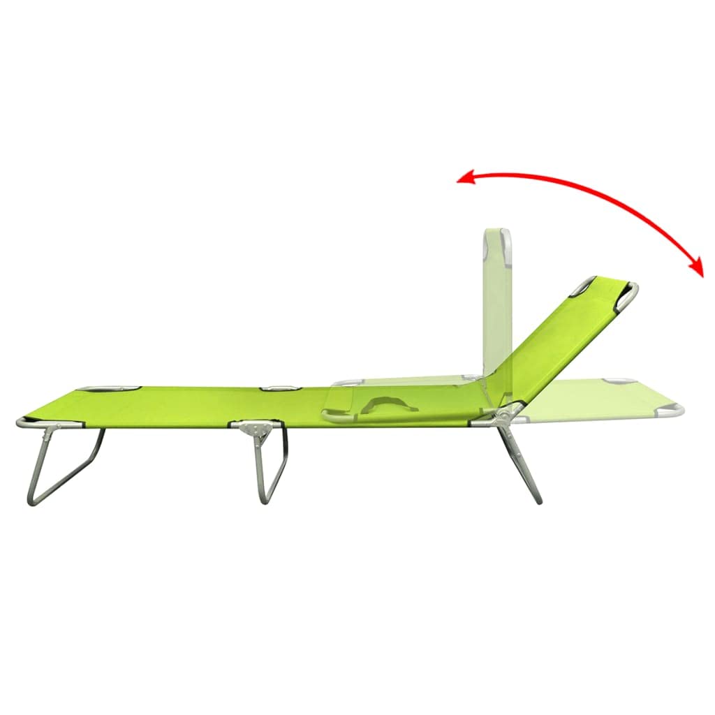 CHARMMA Folding Sun Lounger Chair - Powder-Coated Steel Frame, Apple Green Color, 5.1KG Lightweight - Perfect for Beach, Poolside, Patio, and Outdoor Relaxation
