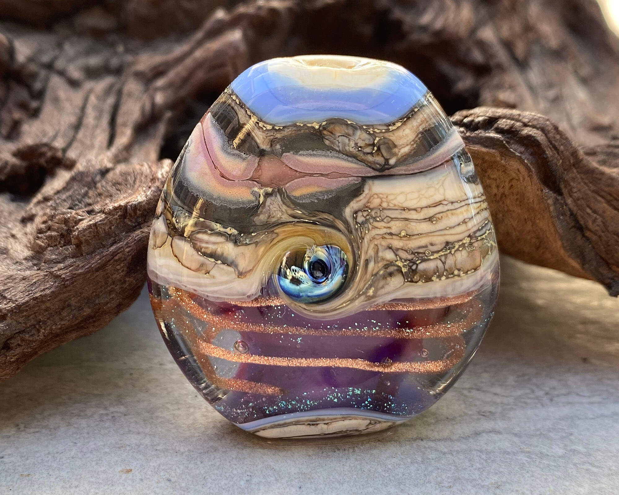 Handmade Purple Organic Lampwork Glass Focal Bead for Jewelry Making - Perfect for Necklaces, Bracelets & DIY Craft Projects