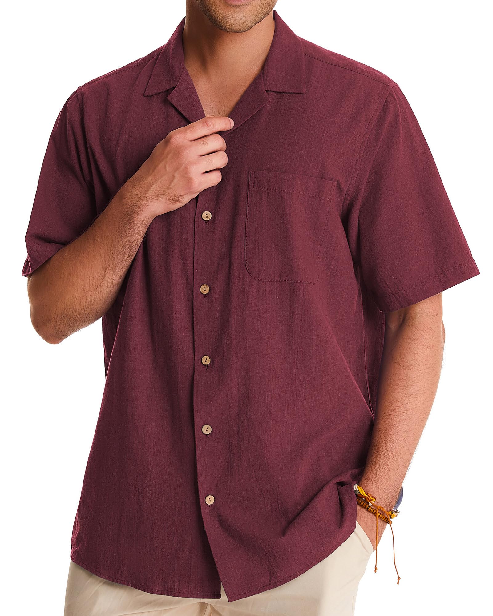 Premium Men's Linen Short Sleeve Button Down Shirts - Breathable Cotton Summer Casual Shirts for Beach, Vacation & Hawaiian Style | Perfect for Tropical Getaways, Pool Parties and Summer Weddings