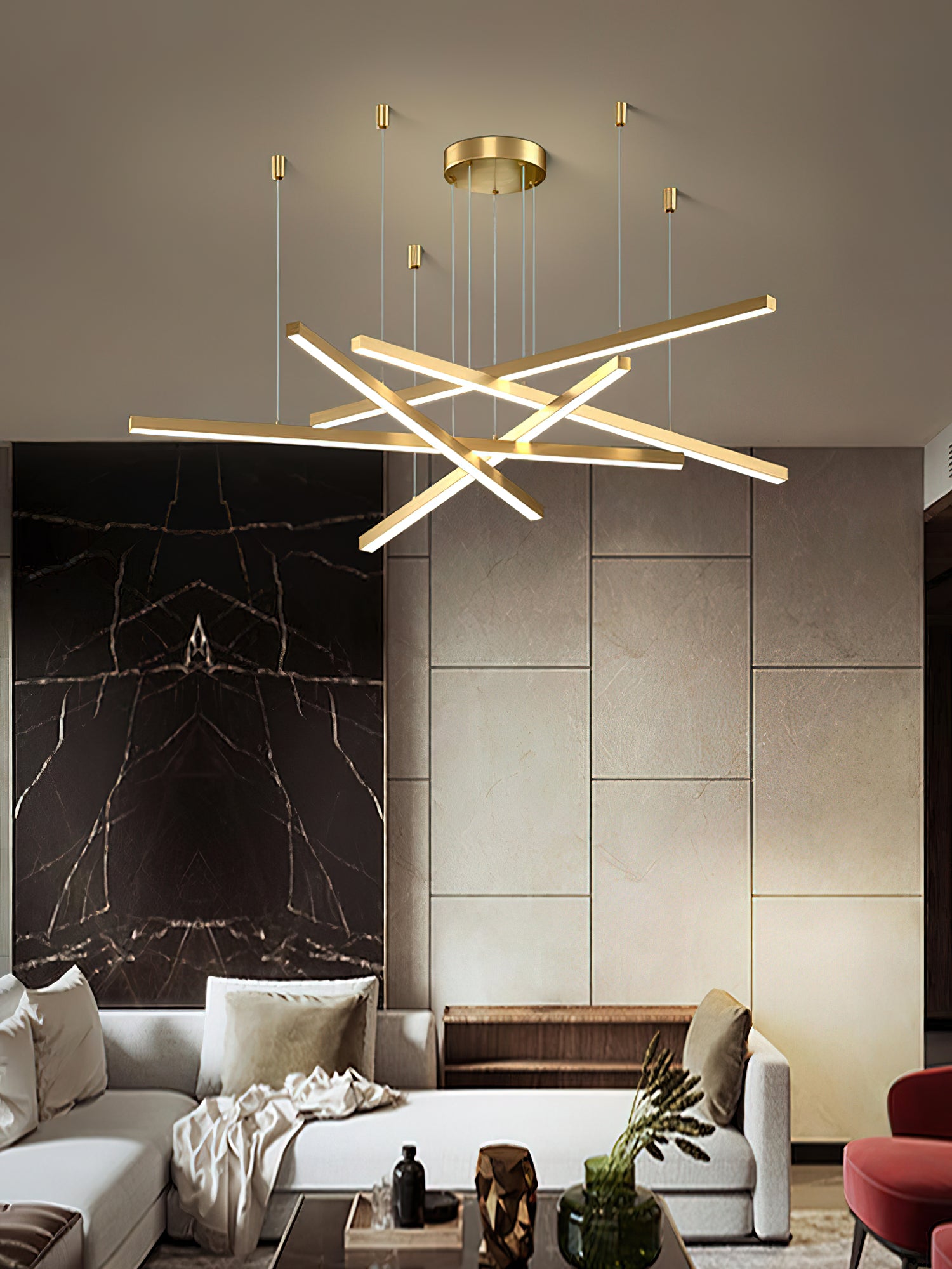 Modern Long Strip LED Chandelier - Dimmable Crystal Ceiling Light Fixture for Dining Room, Living Room & Bedroom | Energy-Efficient Contemporary Lighting for Home Decor