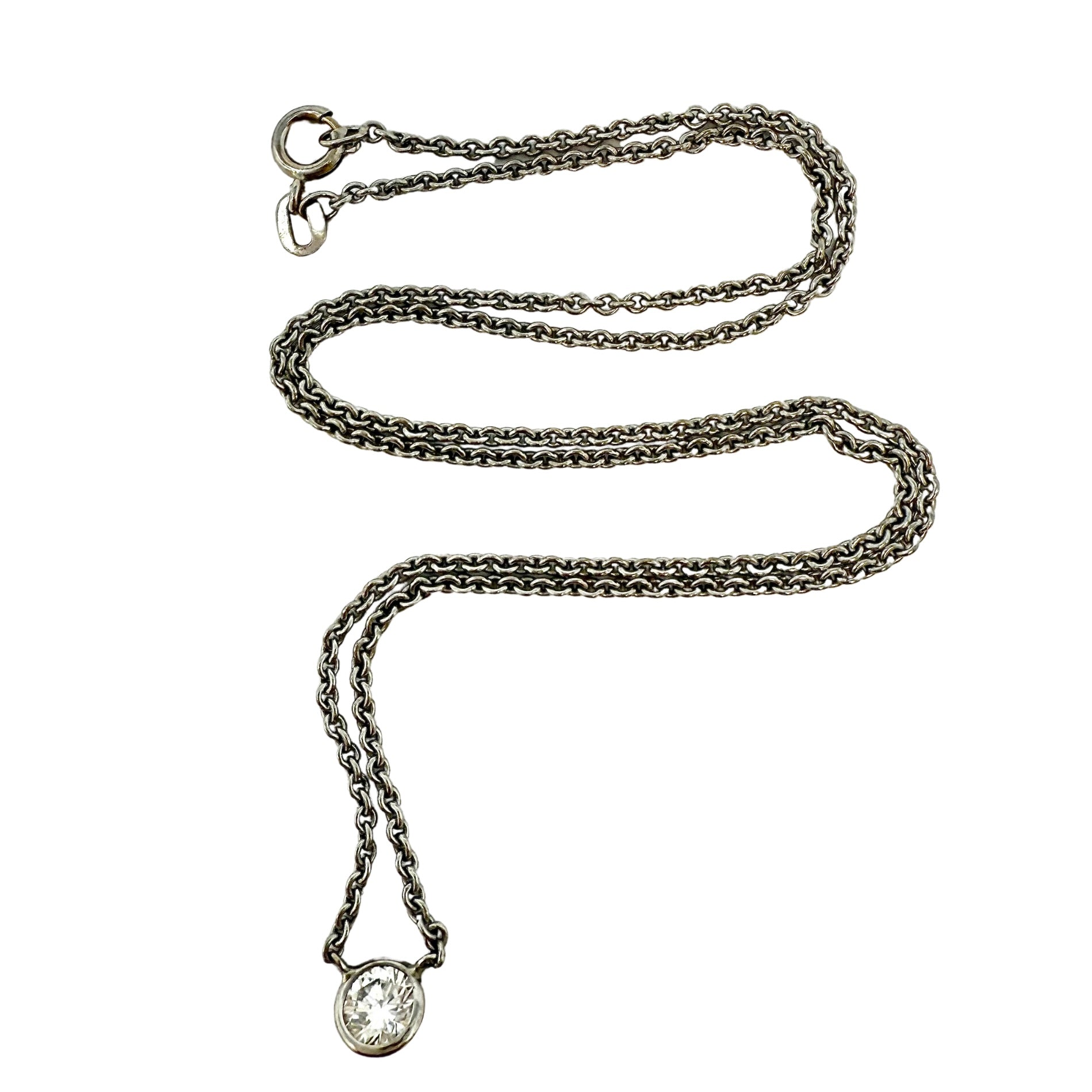 18K White Gold Diamond Necklace - 0.43ct Bezel Set Solitaire Pendant for Women | Elegant Everyday Jewelry & Special Occasion Gift