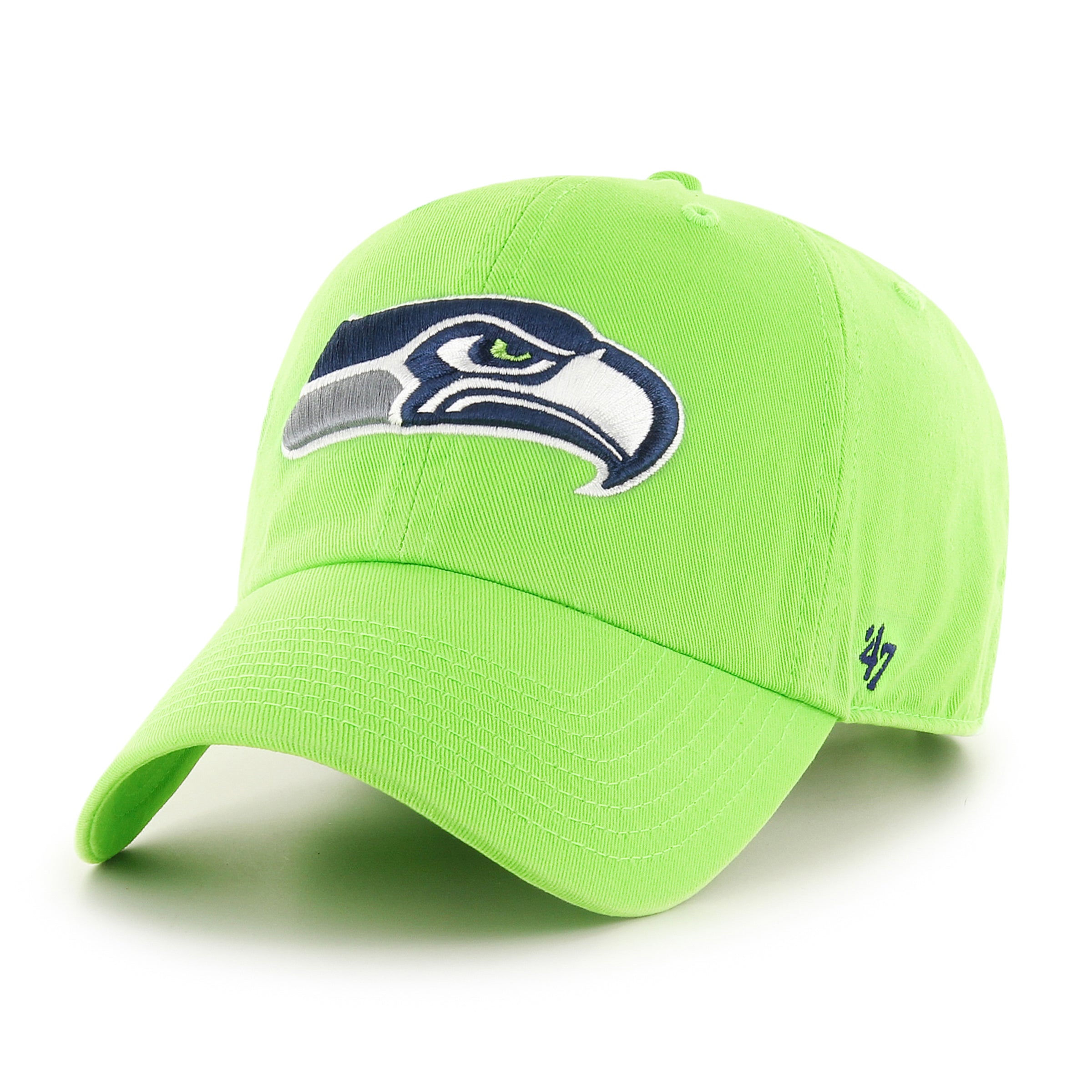 47 Brand Seattle Seahawks Cleanup Adjustable Baseball Cap - Lime Green for Men & Women - Perfect for Game Day, Outdoor Sports & Casual Wear