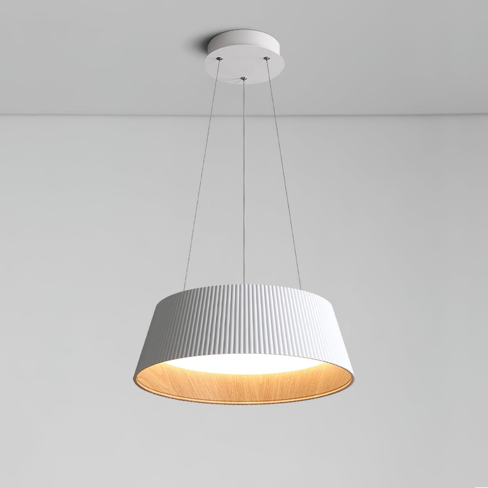 Modern Ribbed Pendant Light - Sleek Minimalist Hanging Fixture for Kitchen Island, Dining Room & Bedroom Lighting - Dimmable LED Chandelier for Home Decor