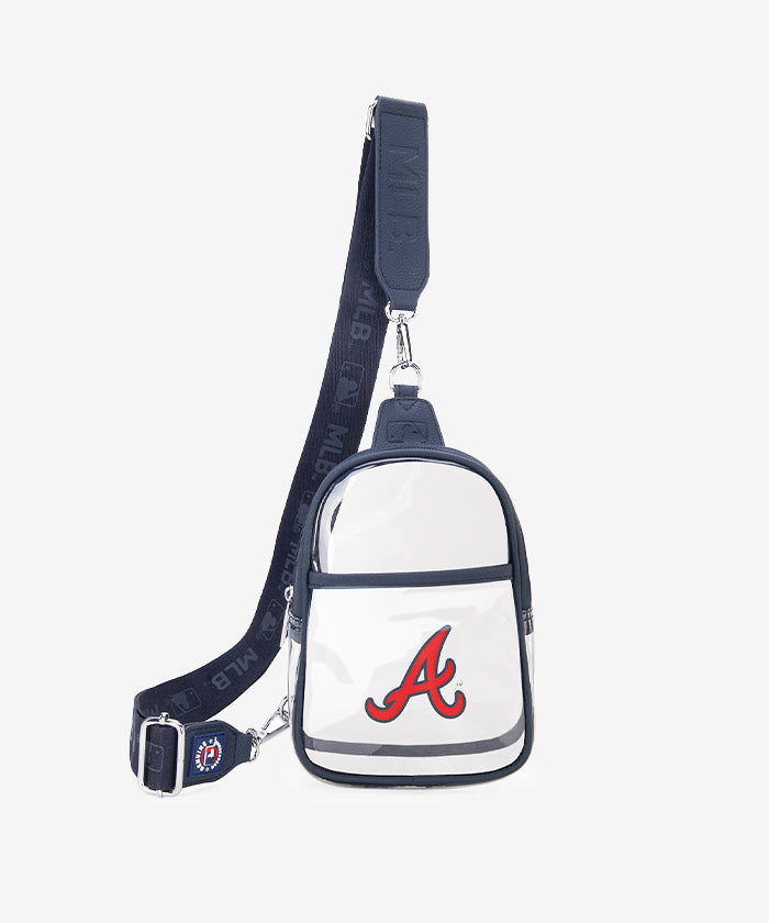 MLB Atlanta Braves Clear Mini Sling Bag - Approved Stadium Bag for Baseball Games, Concerts & Events - Lightweight Crossbody Purse for Women & Men