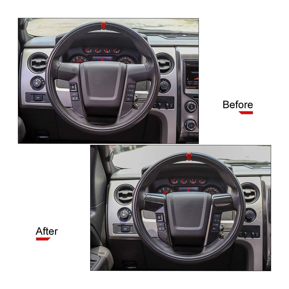 Carbon Fiber Steering Wheel Trim Cover for 2009-2014 Ford F150 SVT Raptor - Interior Upgrade Accessory | Perfect for Off-Roading & Truck Customization