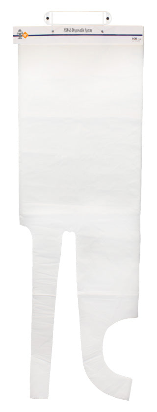 10 Micron White Polyethylene Aprons - Pack of 100 - Disposable Protective Aprons for Food Service, Medical, and Industrial Use