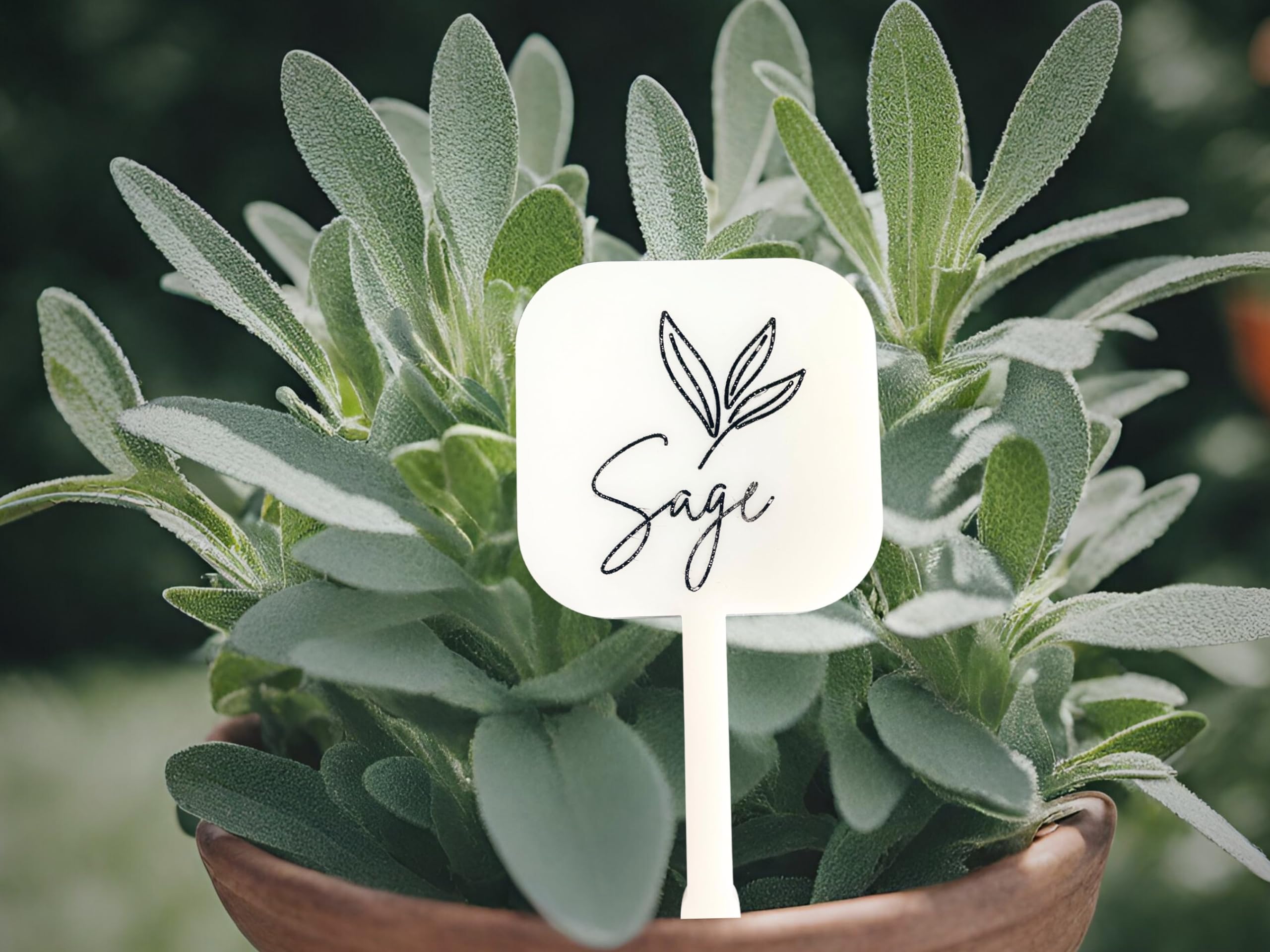 Handmade Acrylic Garden Stakes - Custom Herb Plant Markers for Vegetable Gardens, Personalized Plant Labels (Rosemary Design, MDF Material) - Perfect Gardening Gift for Mom & DIY Home Garden Decor