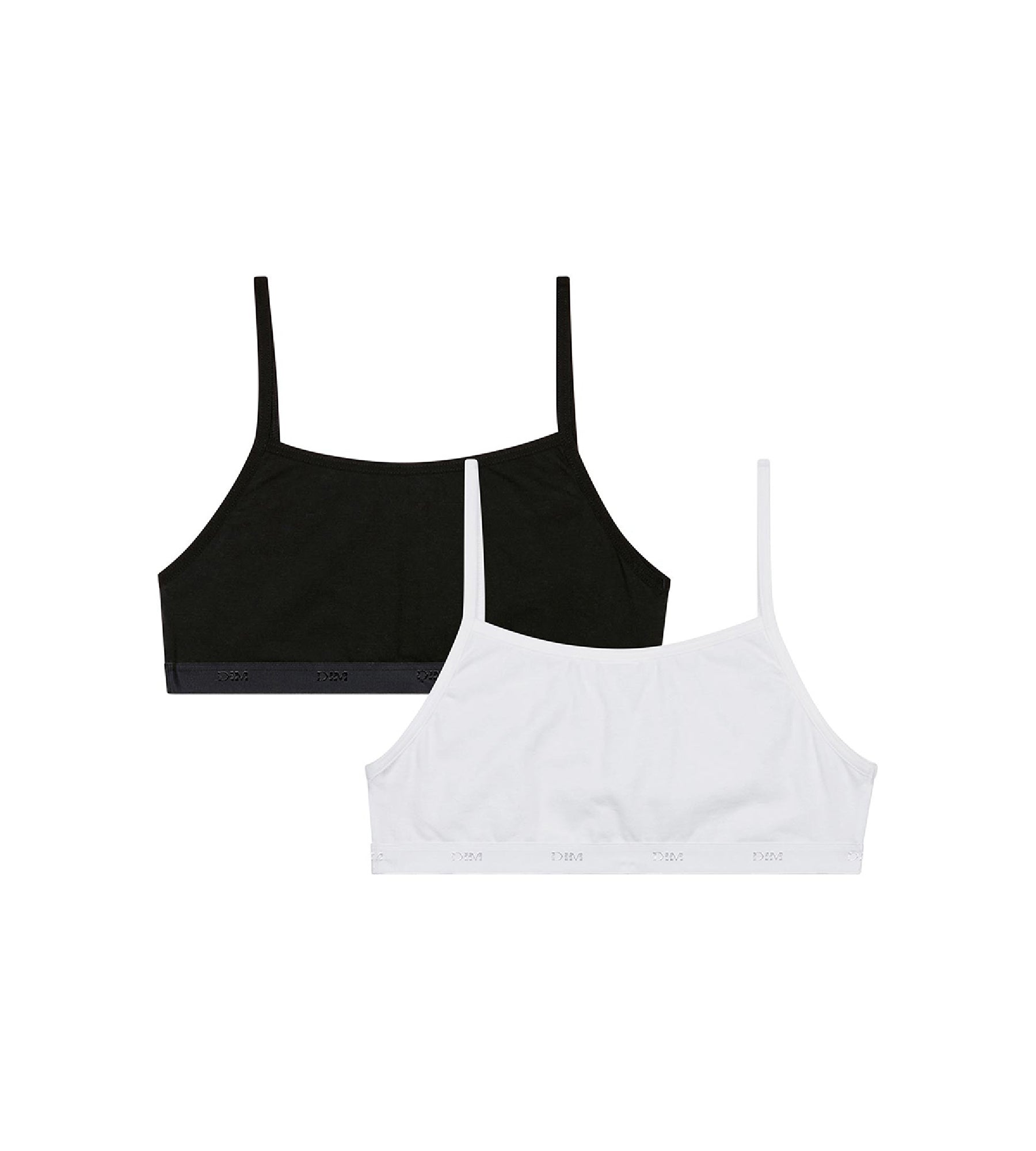 2-Pack Girls' Cotton Stretch Bralettes - Black & White with Pockets | Soft & Comfortable for School, Sports & Everyday Wear
