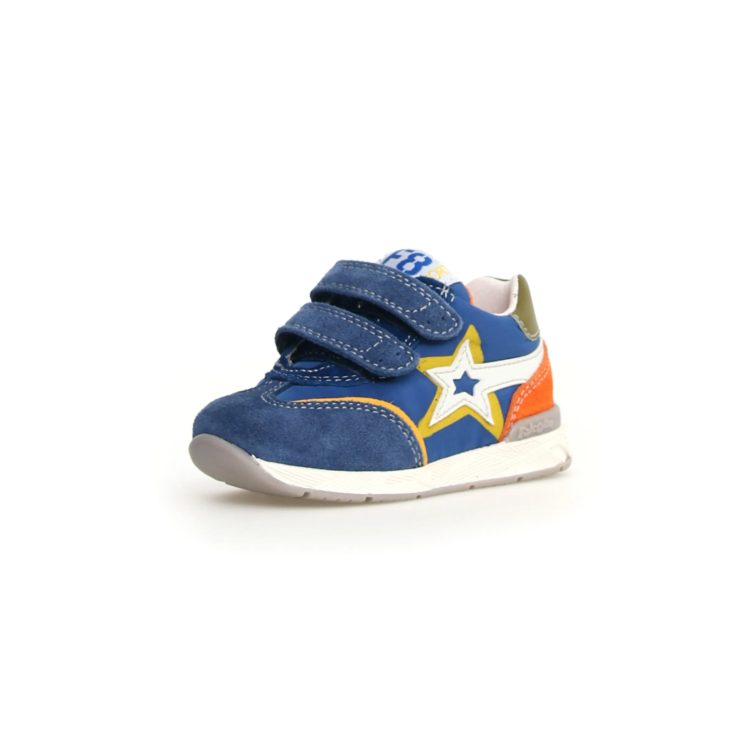 Falcotto Boys' Ferdi 3 VL Sneakers - Light Blue, Orange & White | Comfortable Kids' Running Shoes for School, Play & Outdoor Activities