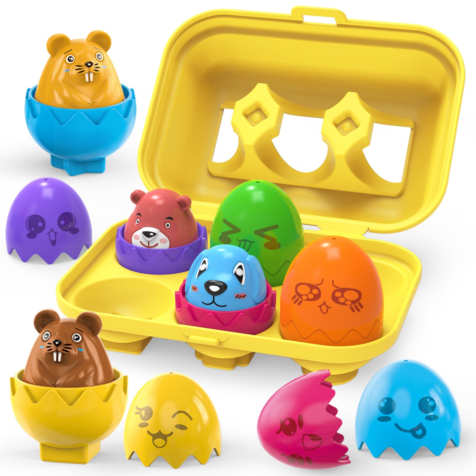 Montessori Animal Matching Eggs Toy for Toddlers 1-3 Years - Easter Basket Stuffers & Learning Sorting Game for Babies 6-18 Months | Perfect for Easter Gifts, Early Childhood Education & Sensory Play