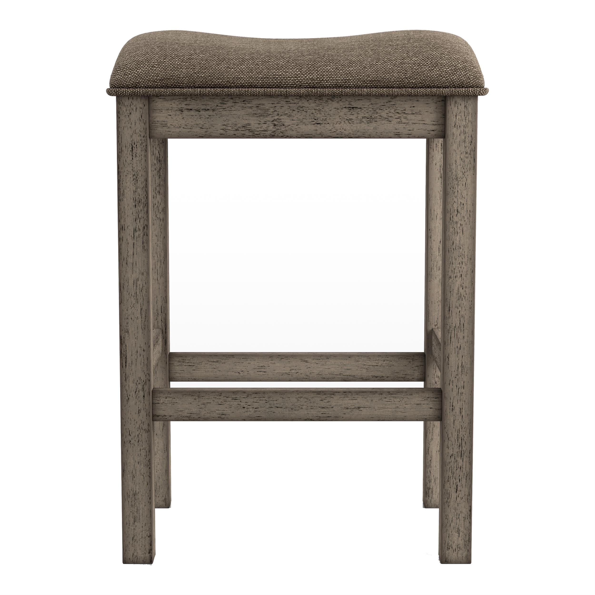 Furniture of America Gorse Wood Saddle Counter Stool Set of 2 - Rustic Chestnut Bar Stools for Kitchen Island, Breakfast Nook & Home Decor